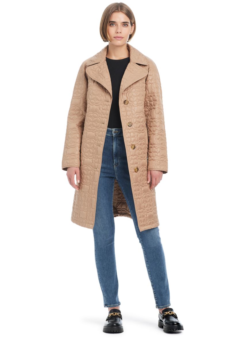 Womens Signature Quilted Trench Coat