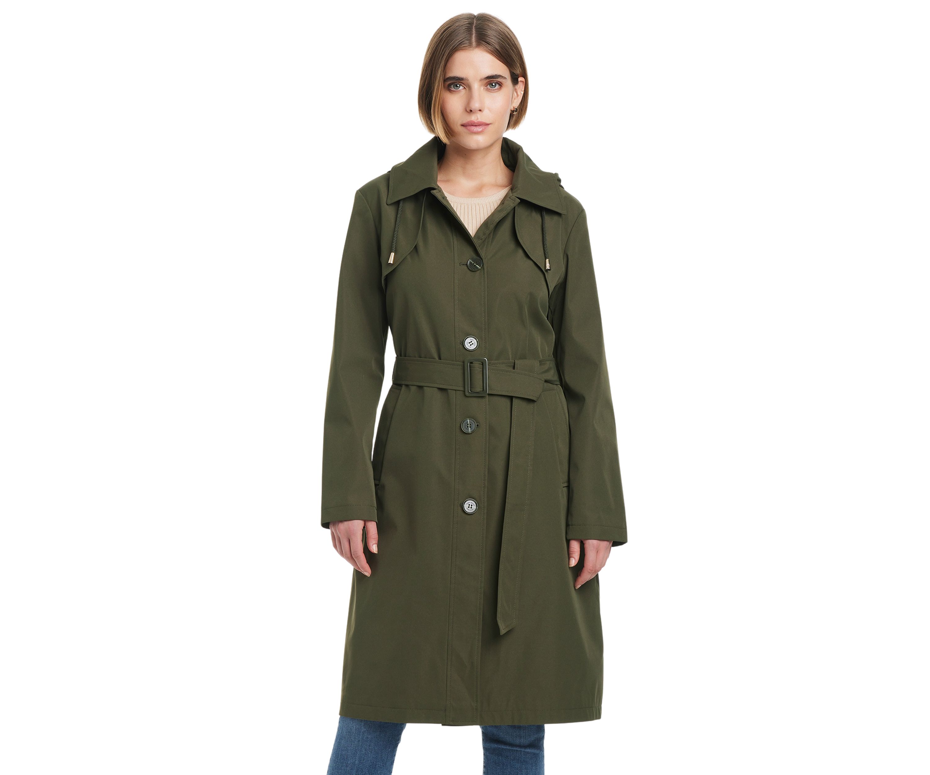Womens Belted Rain Trench Coat