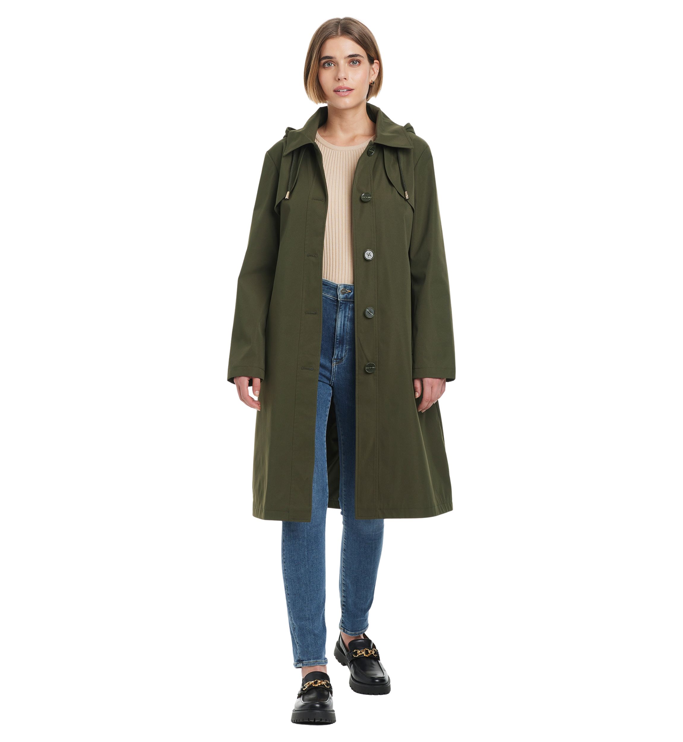 Womens Belted Rain Trench Coat