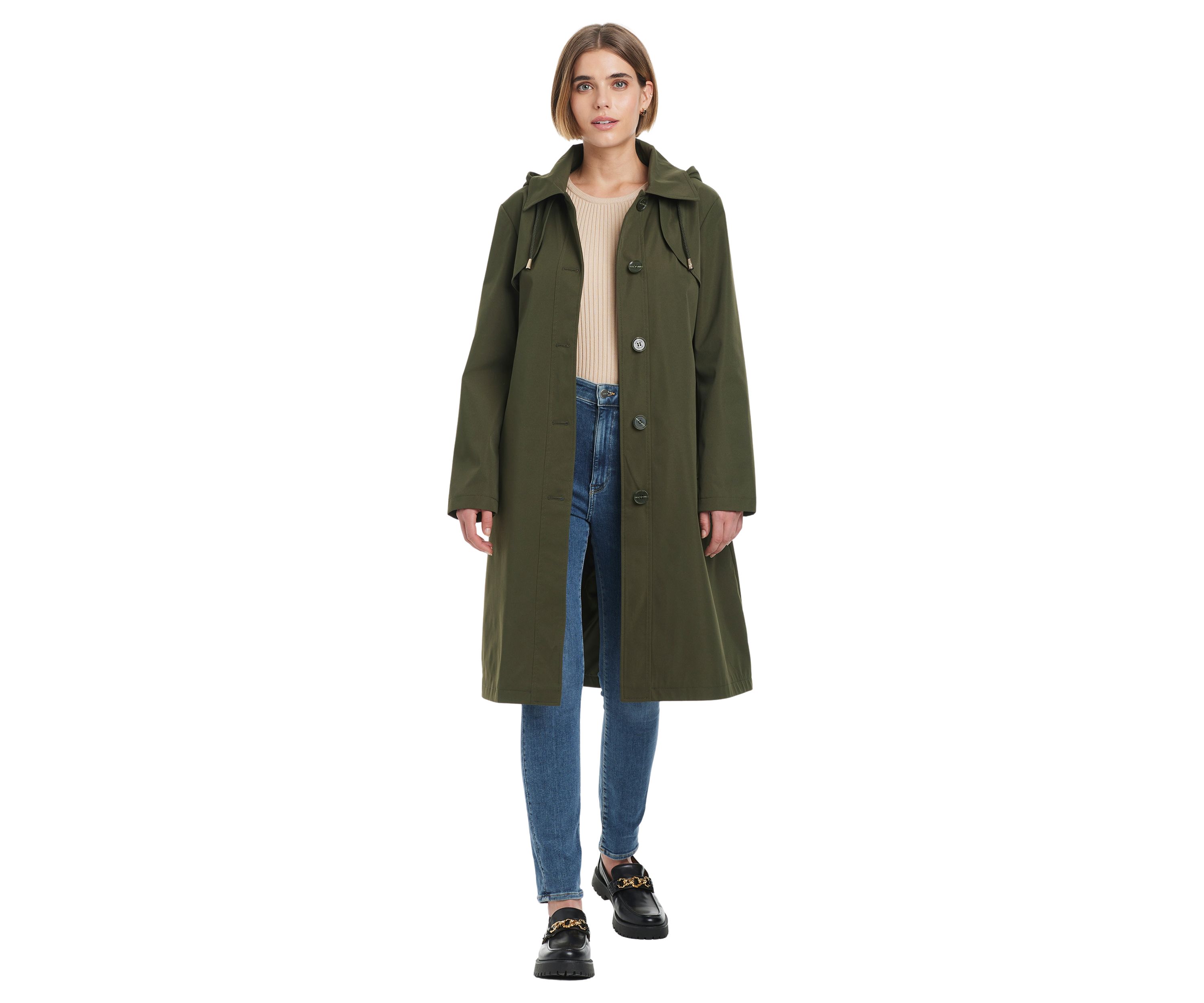 Womens Belted Rain Trench Coat