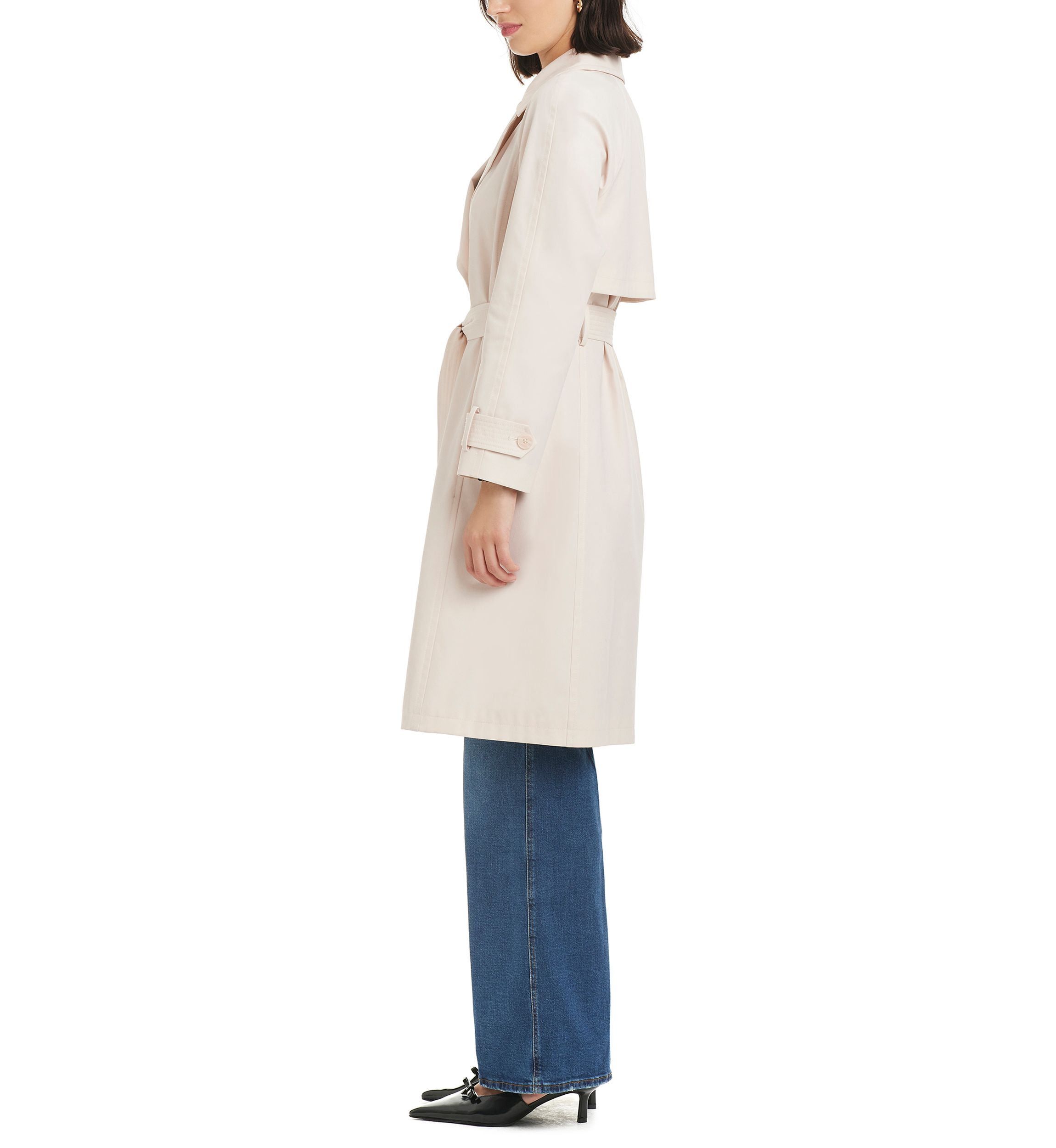 Womens Long Double Breasted Trench Coat