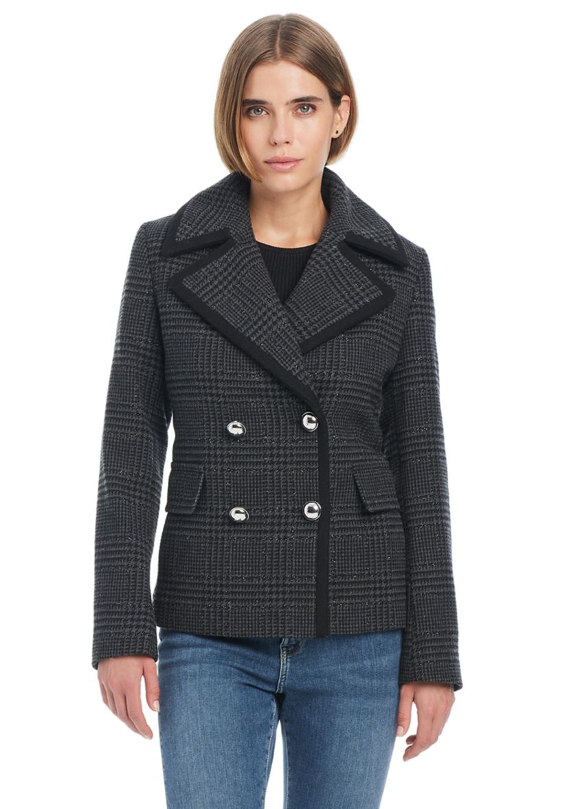 Womens Cropped Peacoat with Metal Buttons