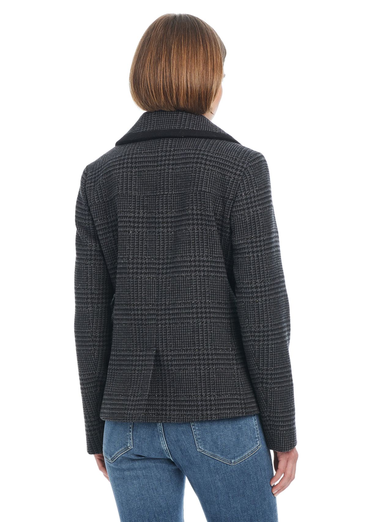 Womens Cropped Peacoat with Metal Buttons