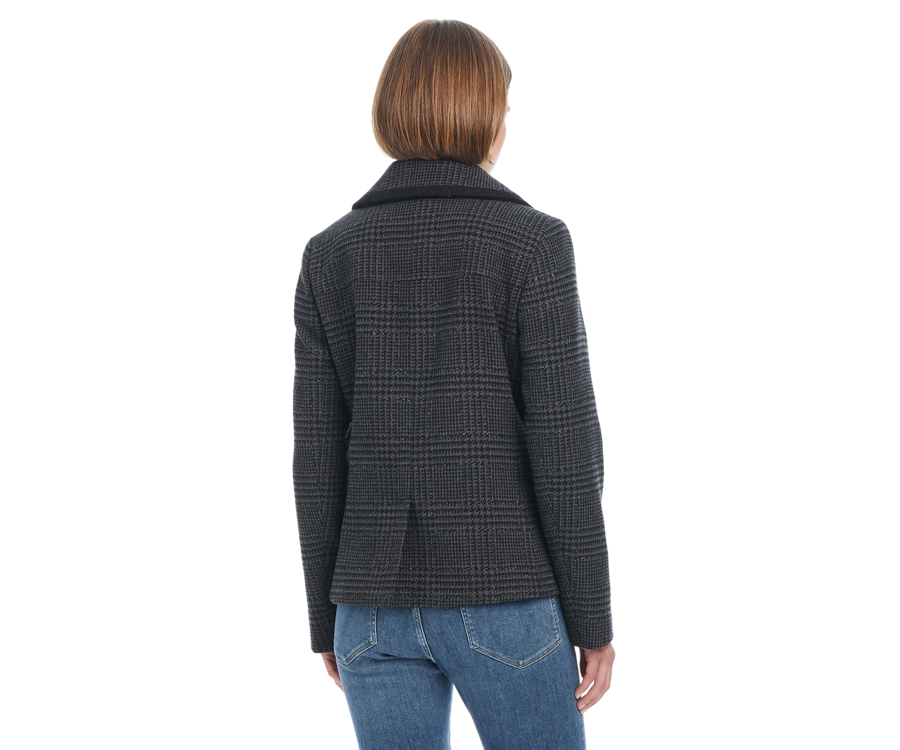 Womens Cropped Peacoat with Metal Buttons