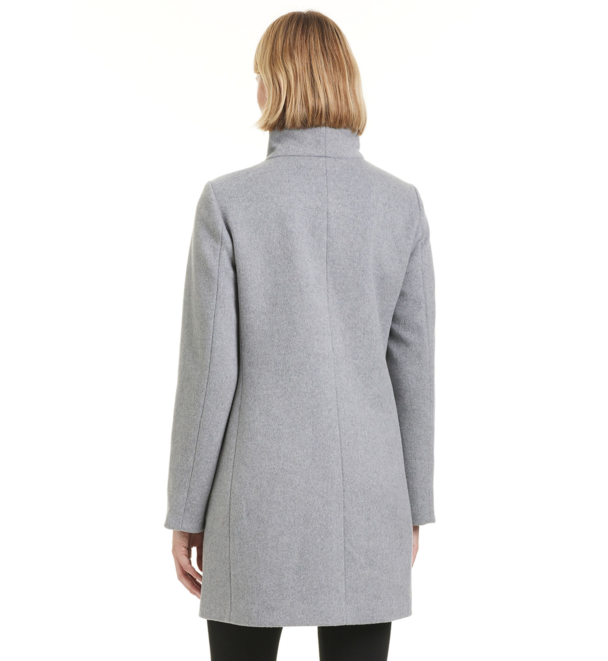 Womens Pearl Button Tailored Wool Coat