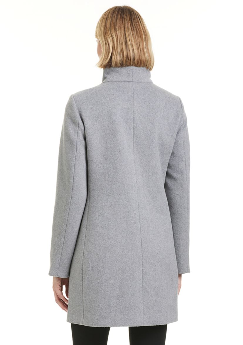Womens Pearl Button Tailored Wool Coat