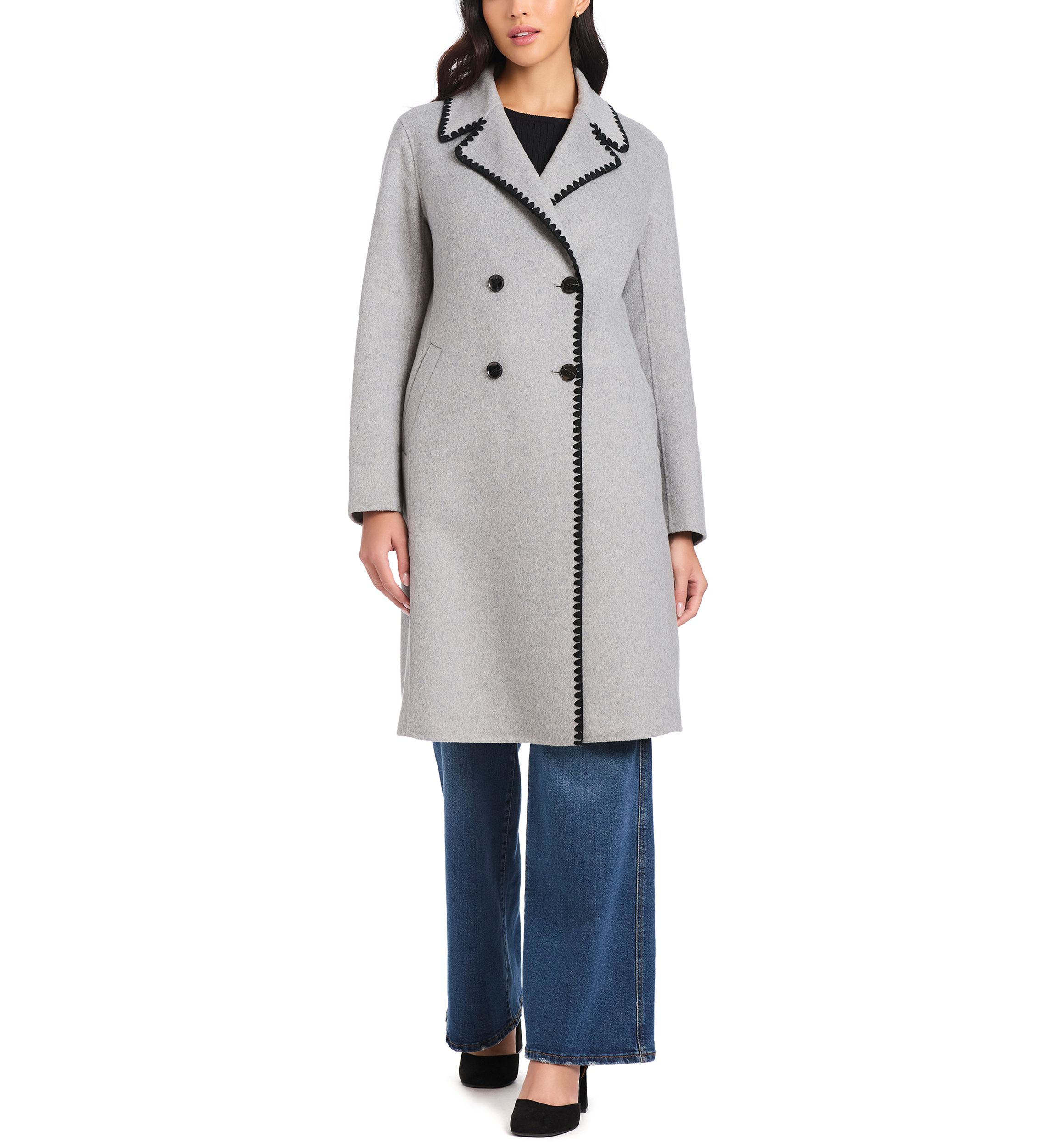 Womens Long Double Breasted Top Coat 