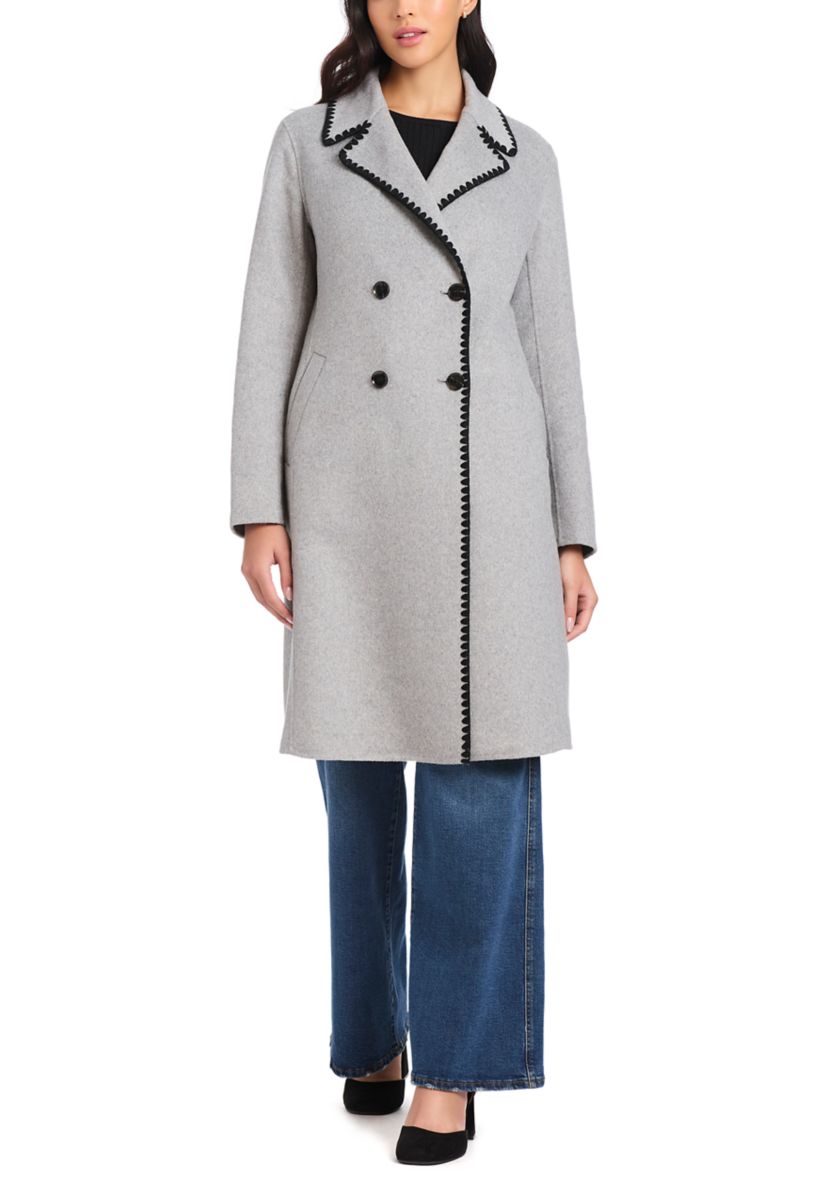 Womens Long Double Breasted Top Coat 