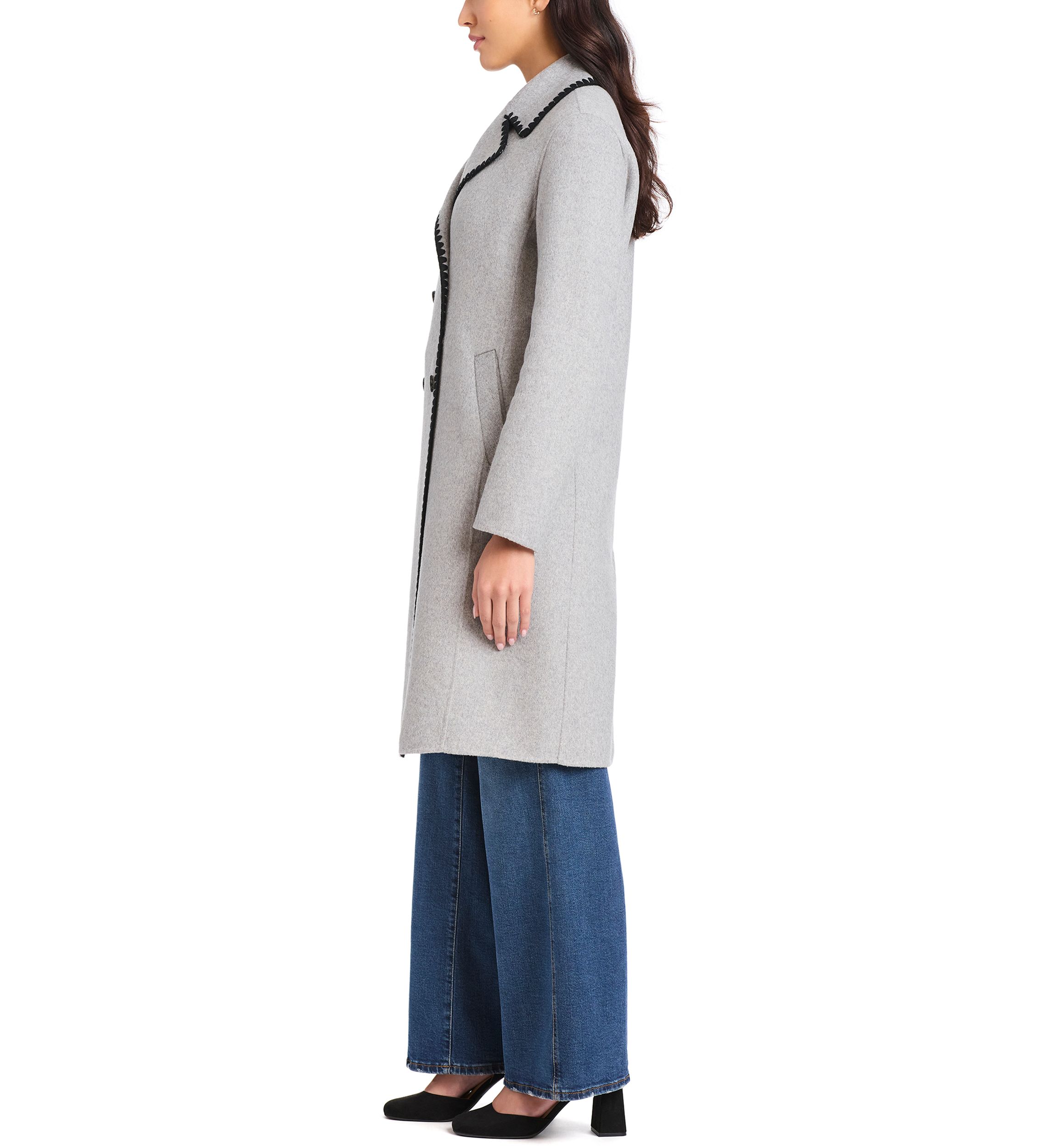 Womens Long Double Breasted Top Coat 