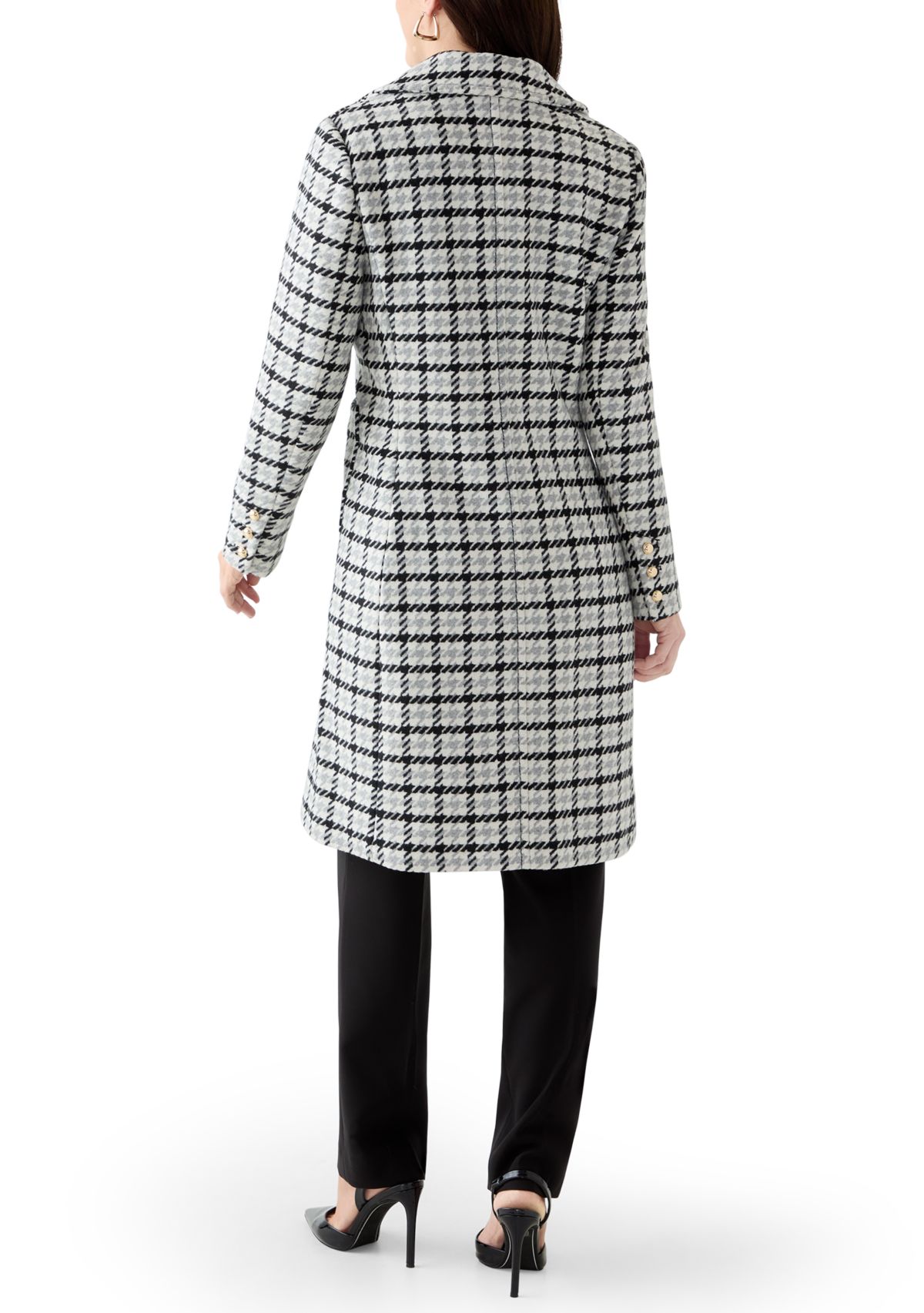 Womens 5 Button Wool Coat With Notch Collar 