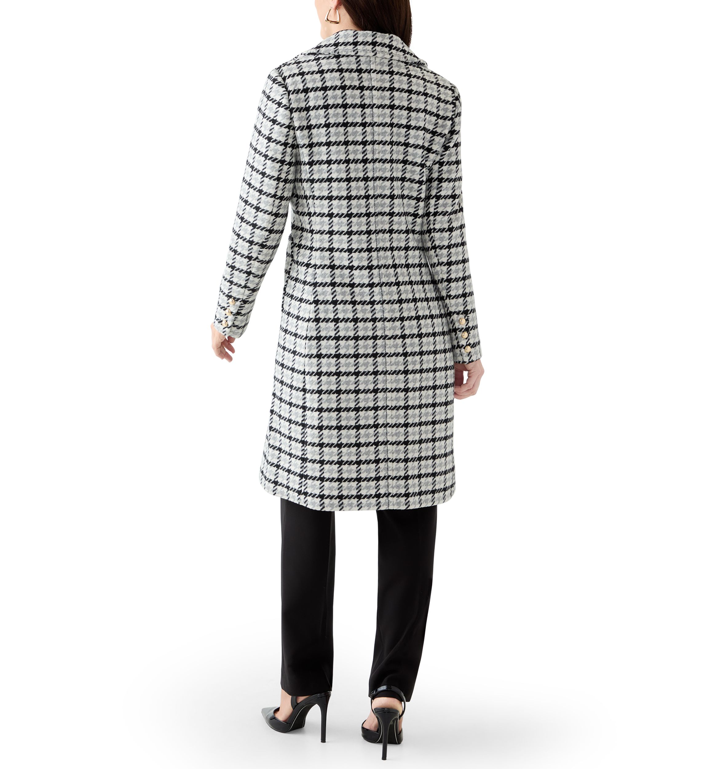 Womens 5 Button Wool Coat With Notch Collar 