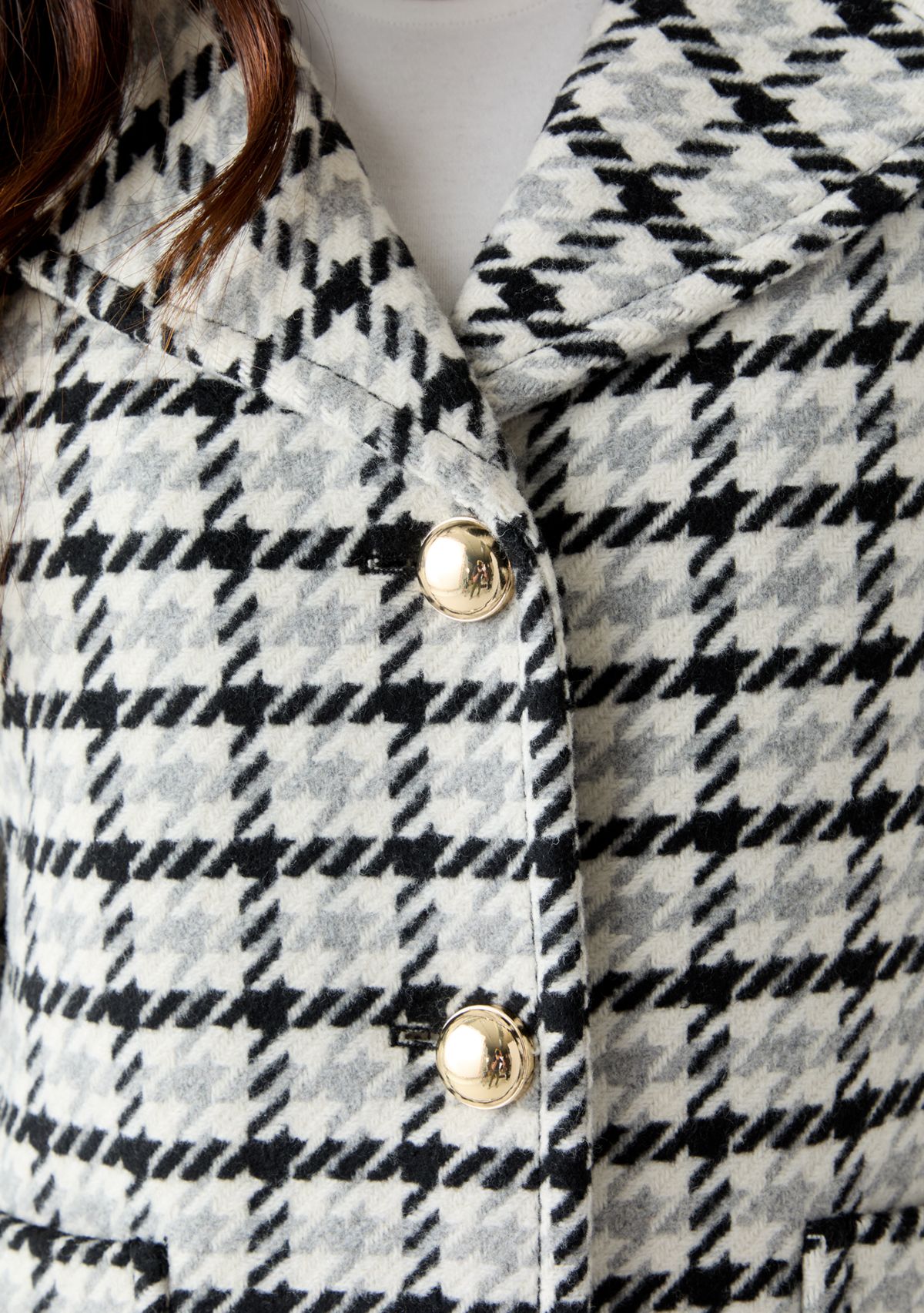 Womens 5 Button Wool Coat With Notch Collar 