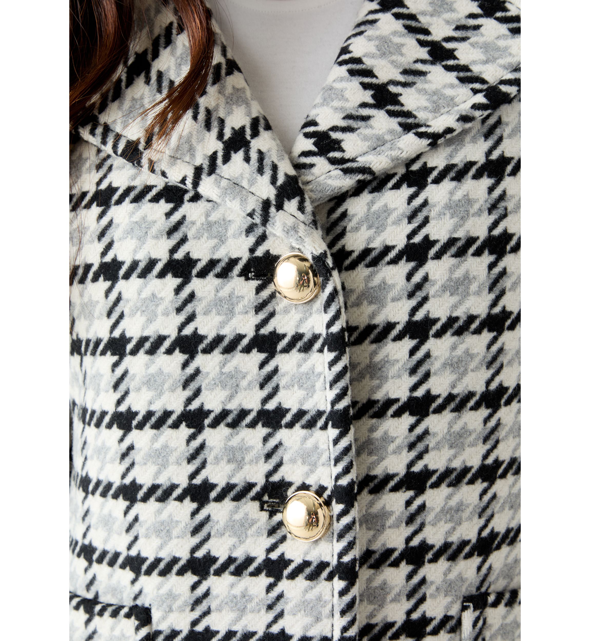 Womens 5 Button Wool Coat With Notch Collar 