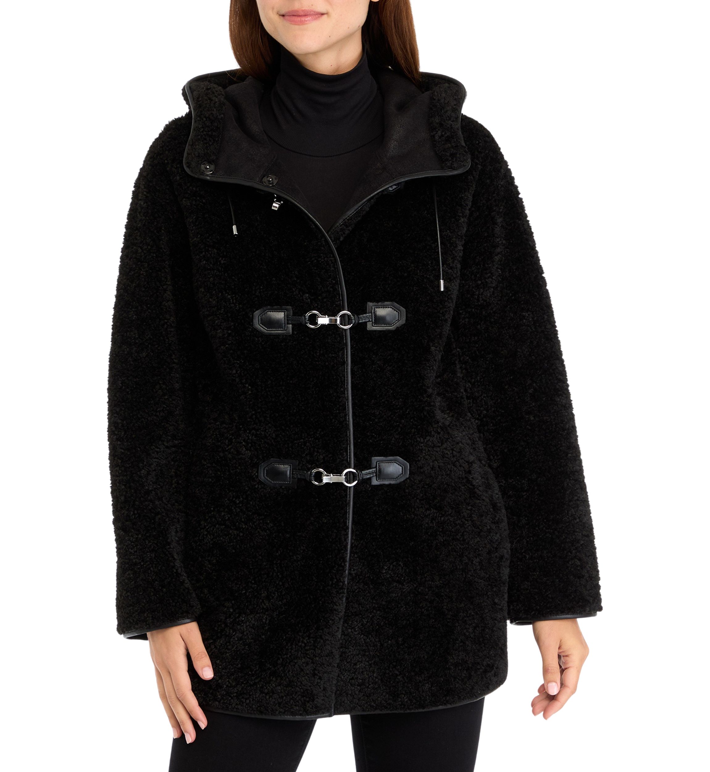 Womens Faux Fur Mid-Length Coat 