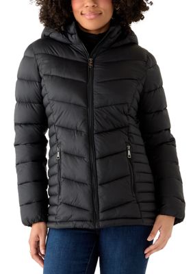 DKNY Women's Puffer Full Zip Coat, Black, Small