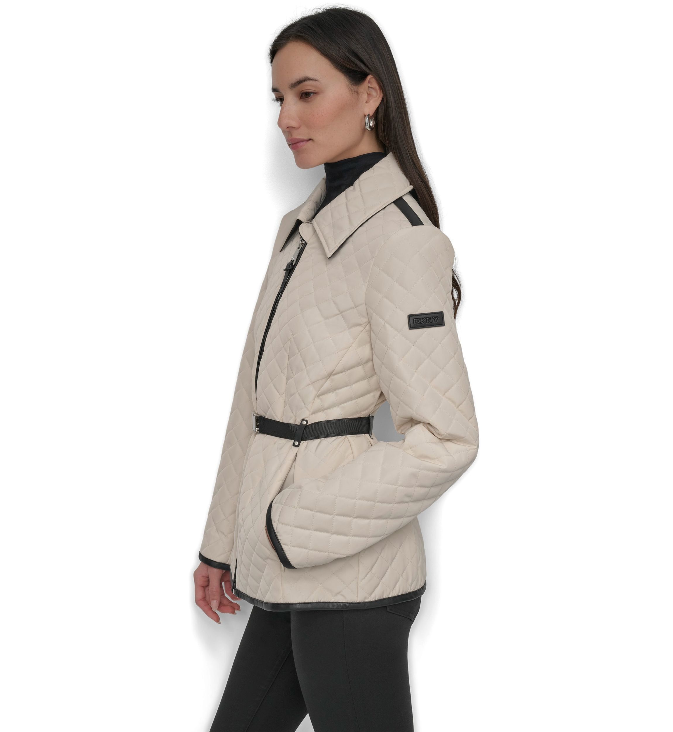 Full Zip Quilted Jacket with Belt