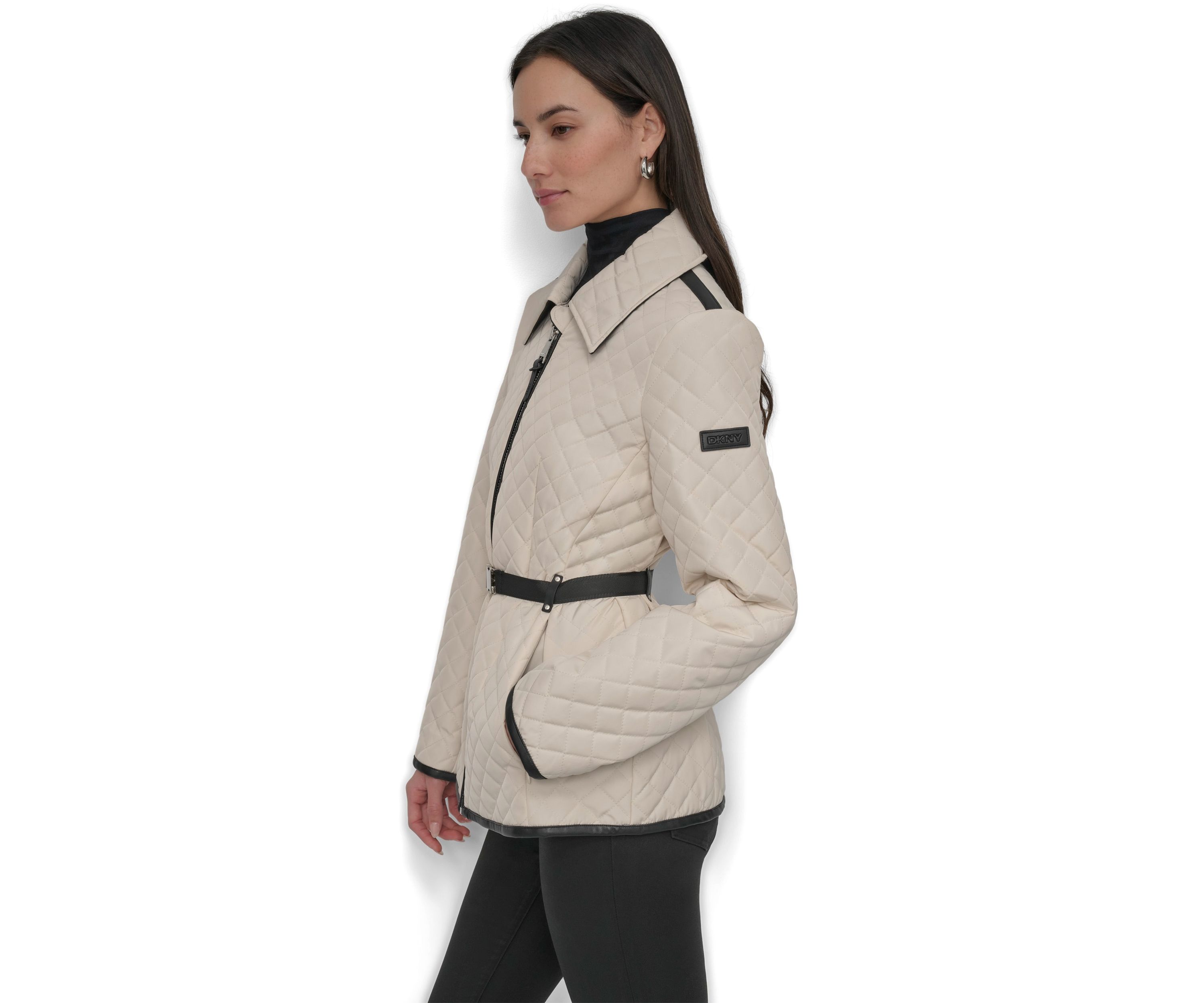 Full Zip Quilted Jacket with Belt