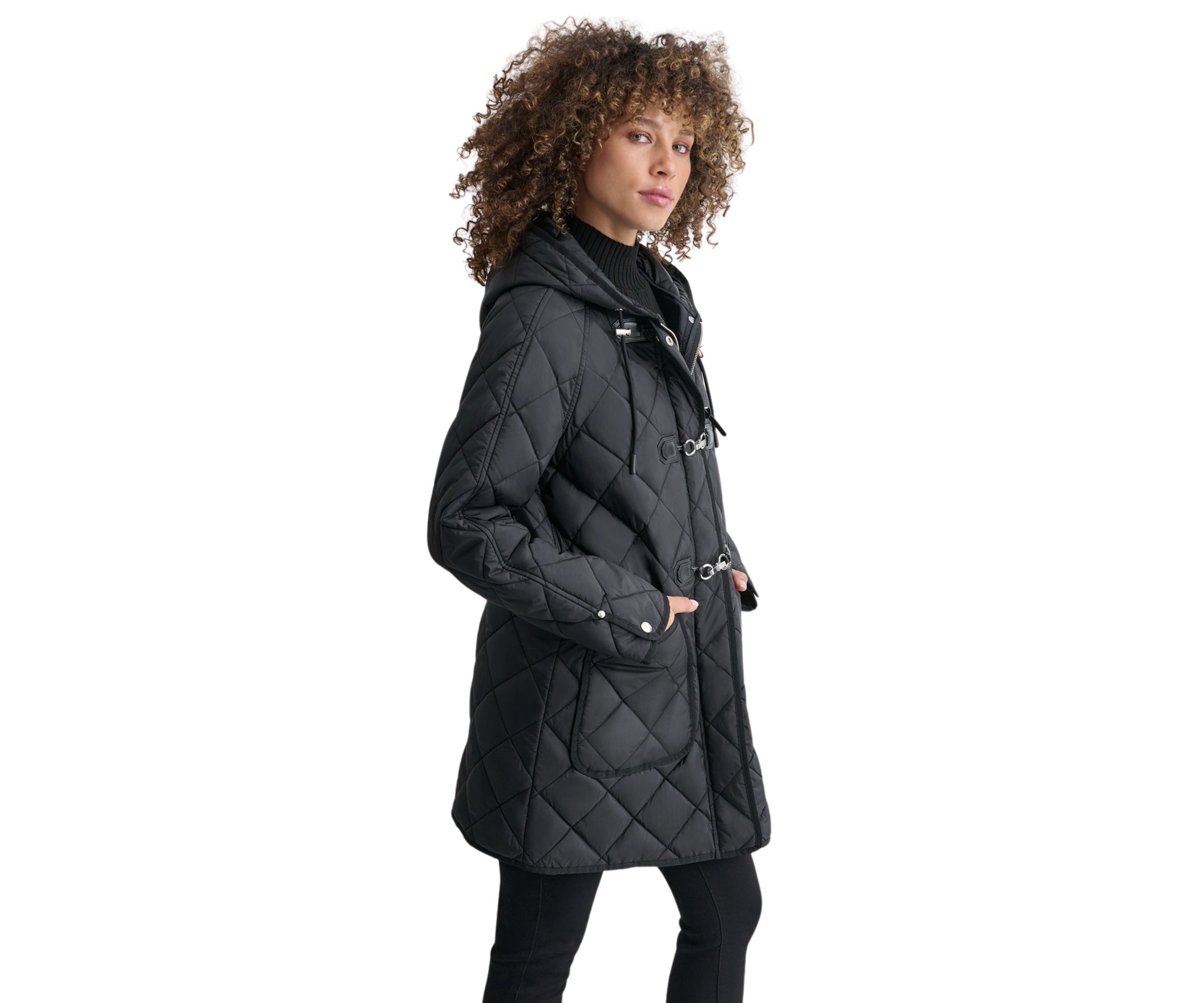 Womens Quilted Jacket with Metal Toggle Detail