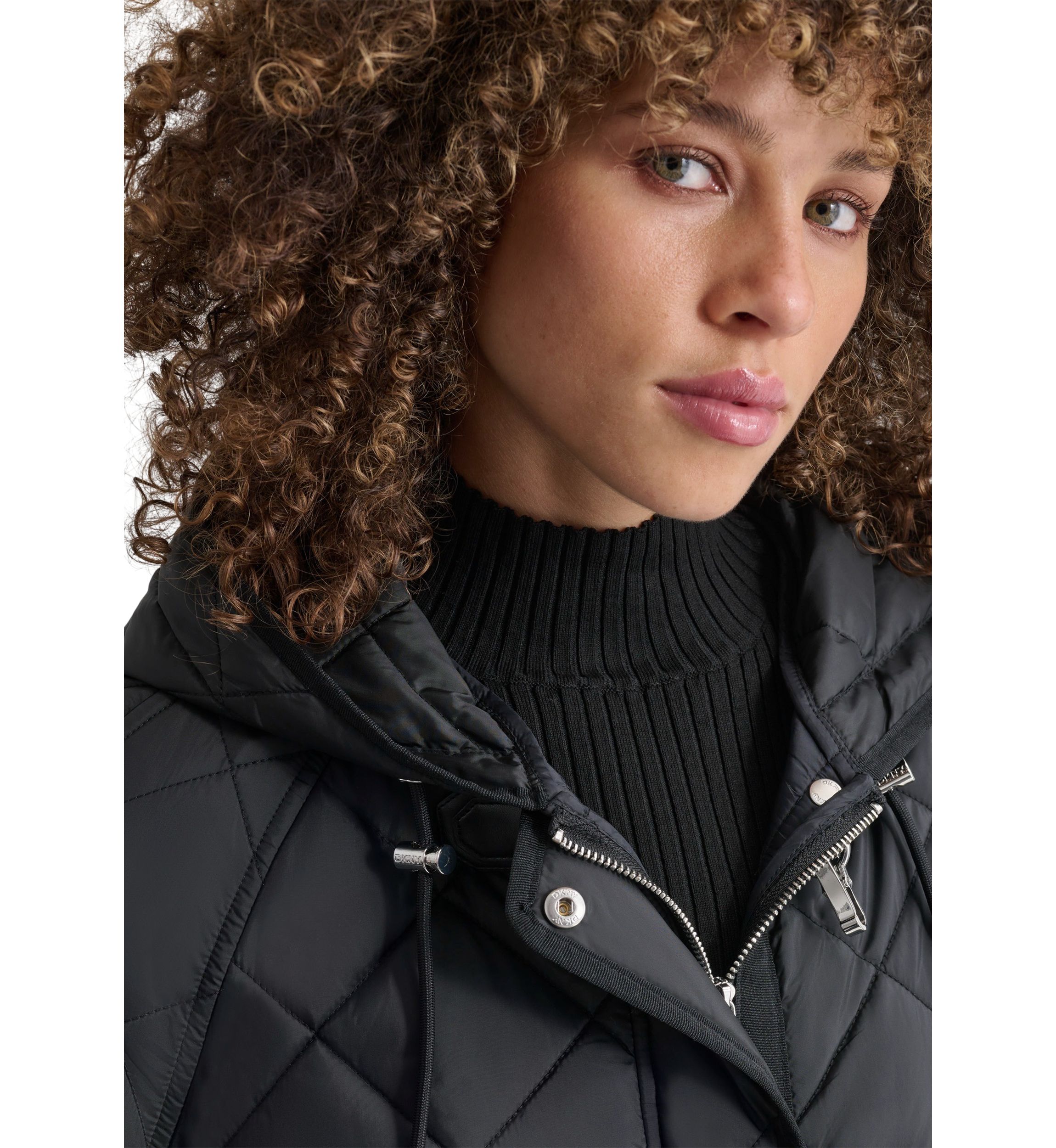 Womens Quilted Jacket with Metal Toggle Detail