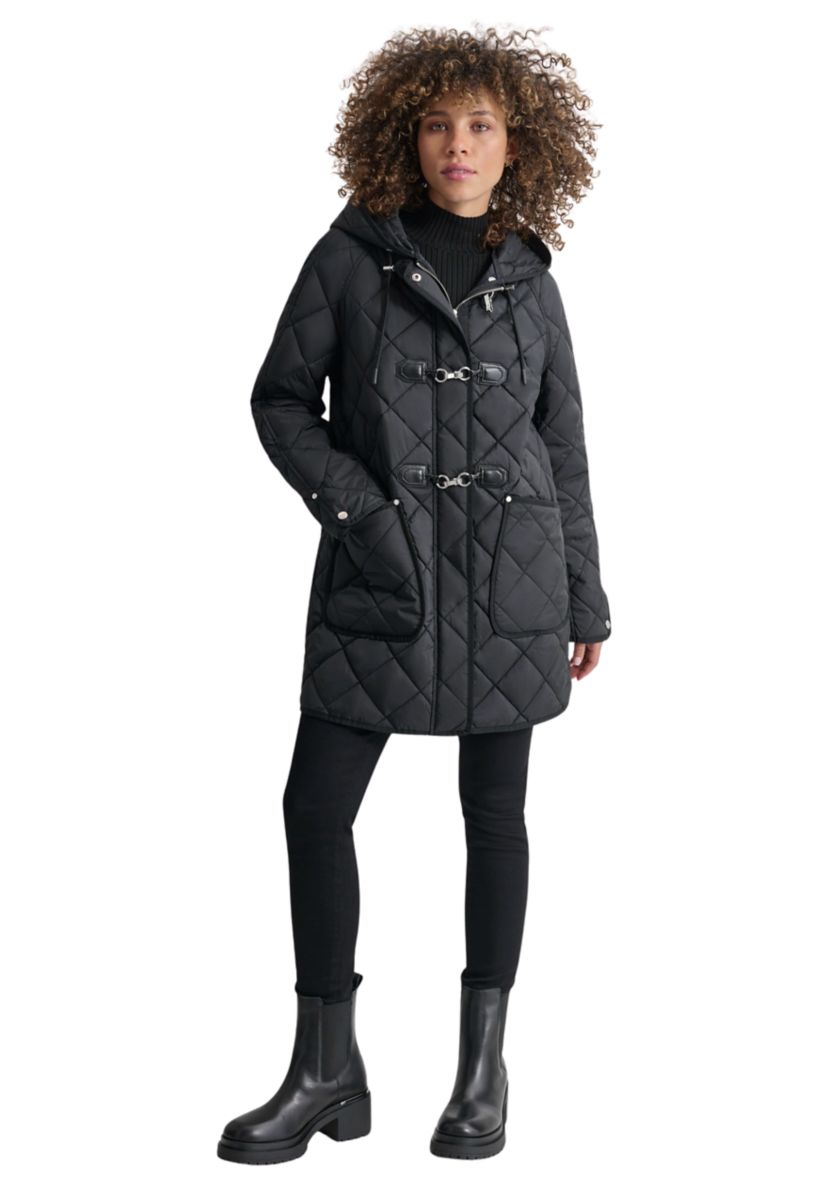 Womens Quilted Jacket with Metal Toggle Detail