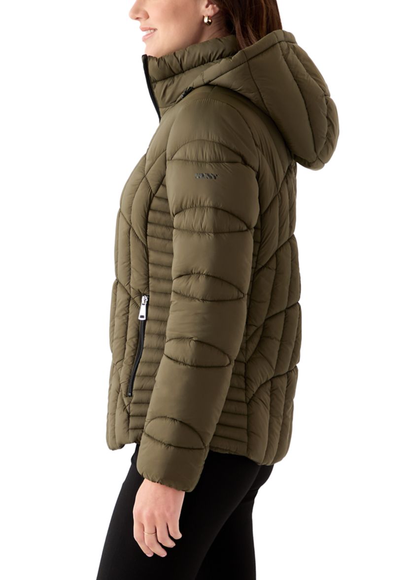 Womens Lightweight Matte Puffer with Hood