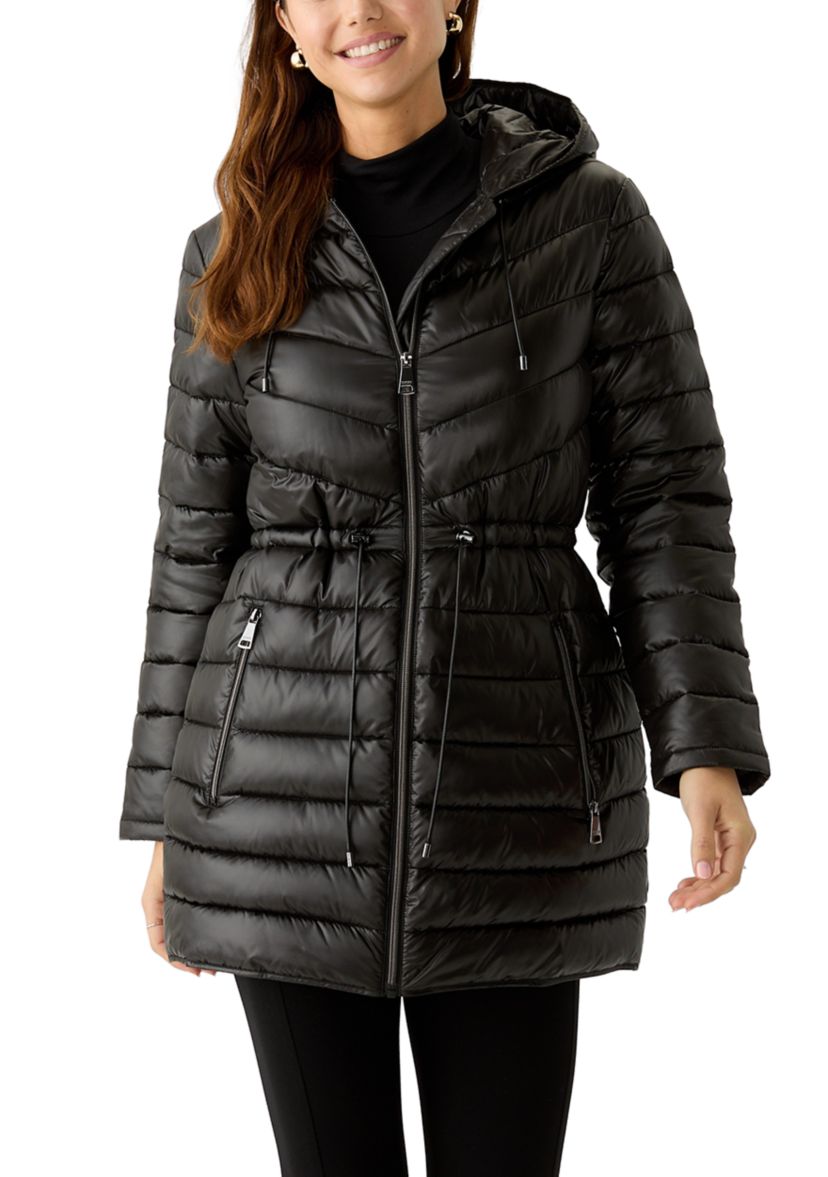 Womens Packable Mid Length Puffer Jacket 