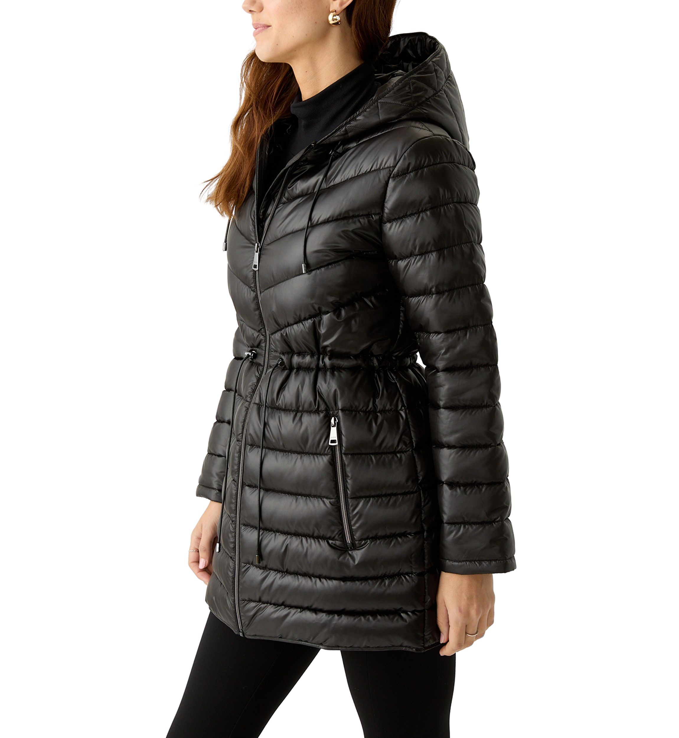 Womens Packable Mid Length Puffer Jacket 