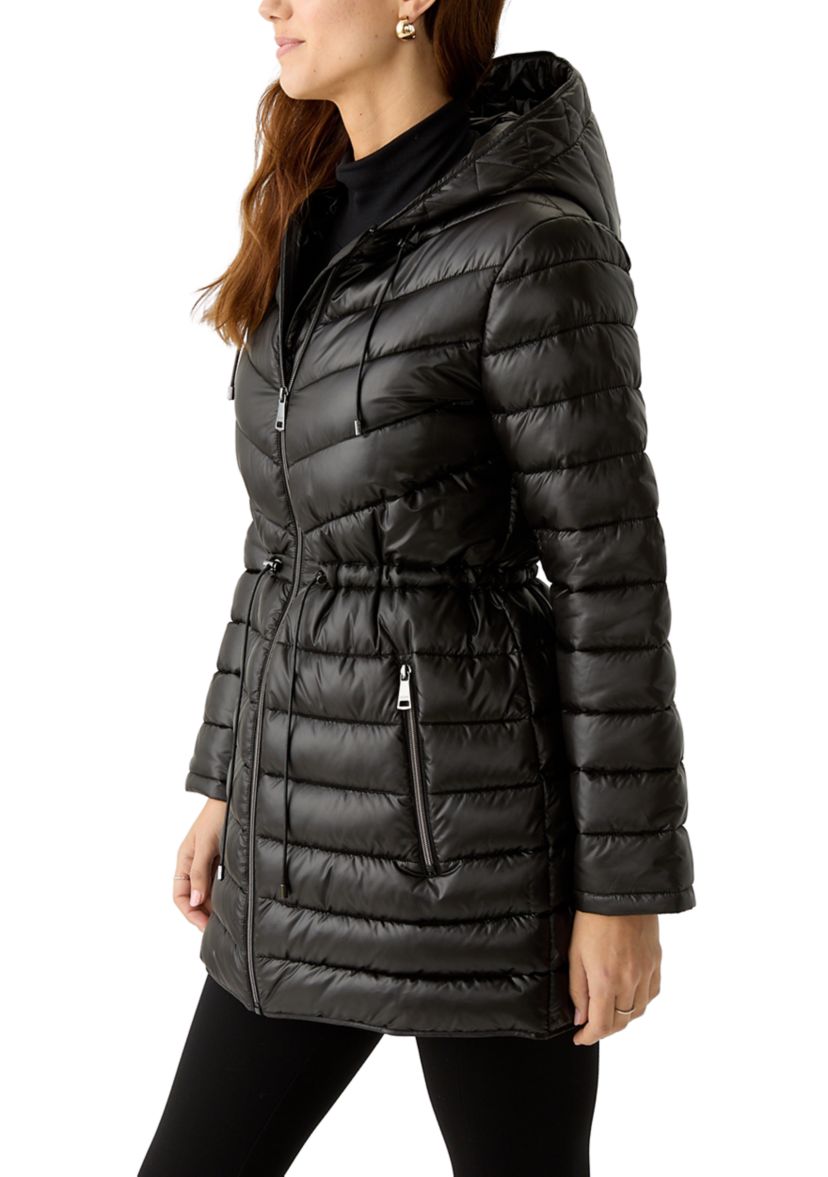 Womens Packable Mid Length Puffer Jacket 