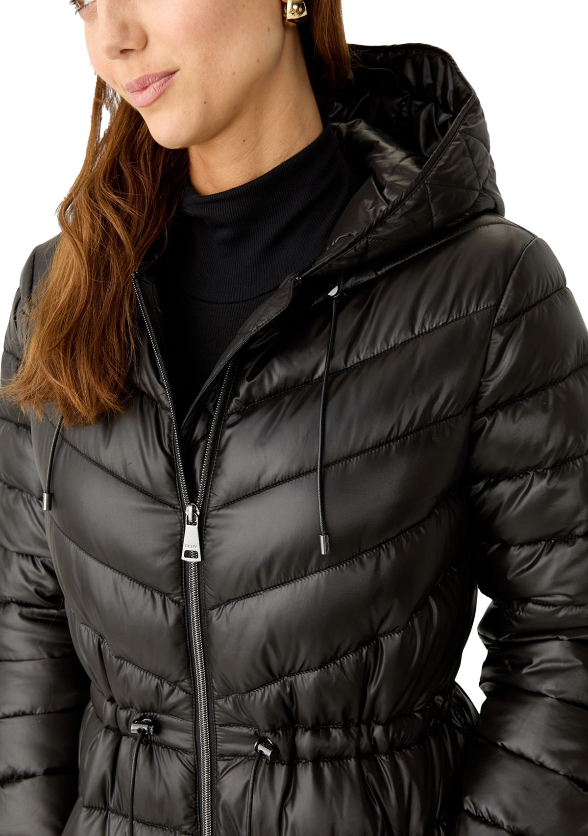 Womens Packable Mid Length Puffer Jacket 