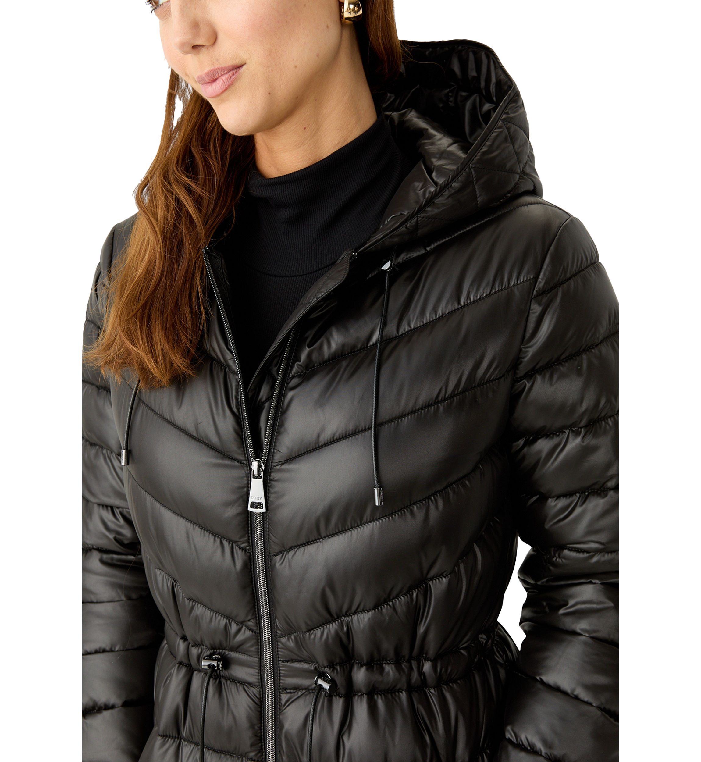 Womens Packable Mid Length Puffer Jacket 
