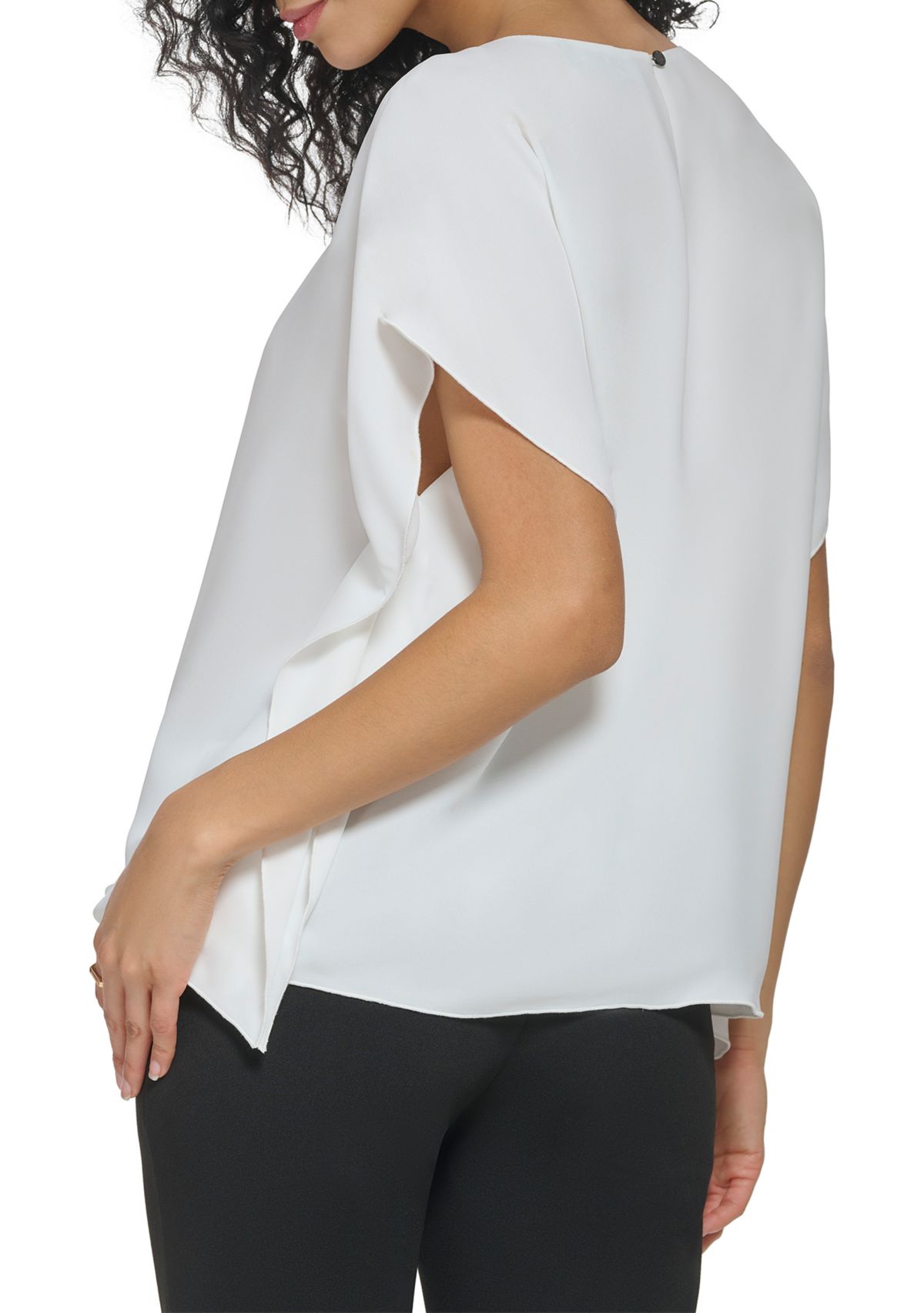 Womens Shirred Crew Neck Top