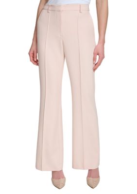 Women Flare Pants Suit Hot Pink Light Beige Blazer + Flare Trousers Suit