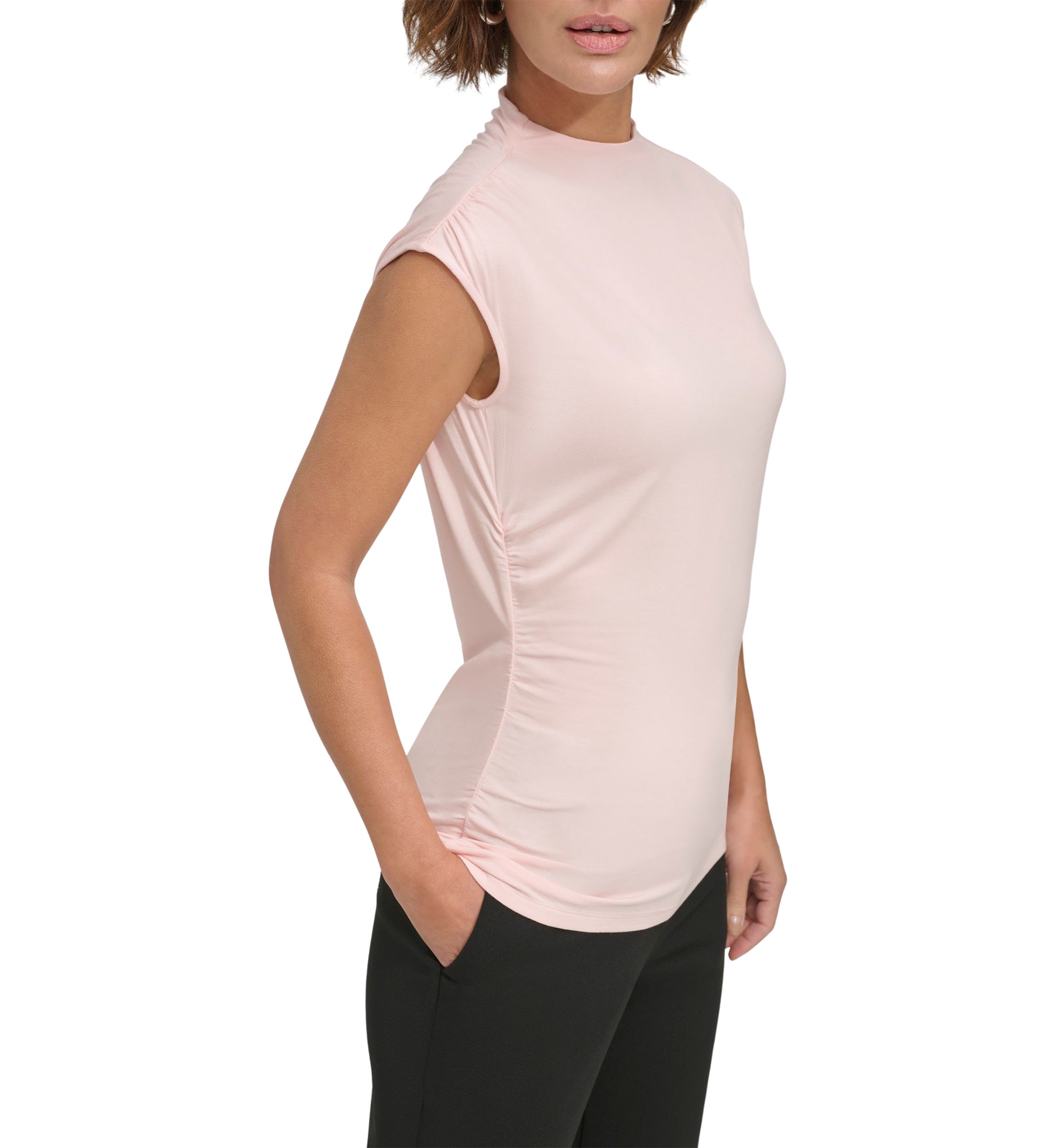Womens Asymmetric Shirred Top