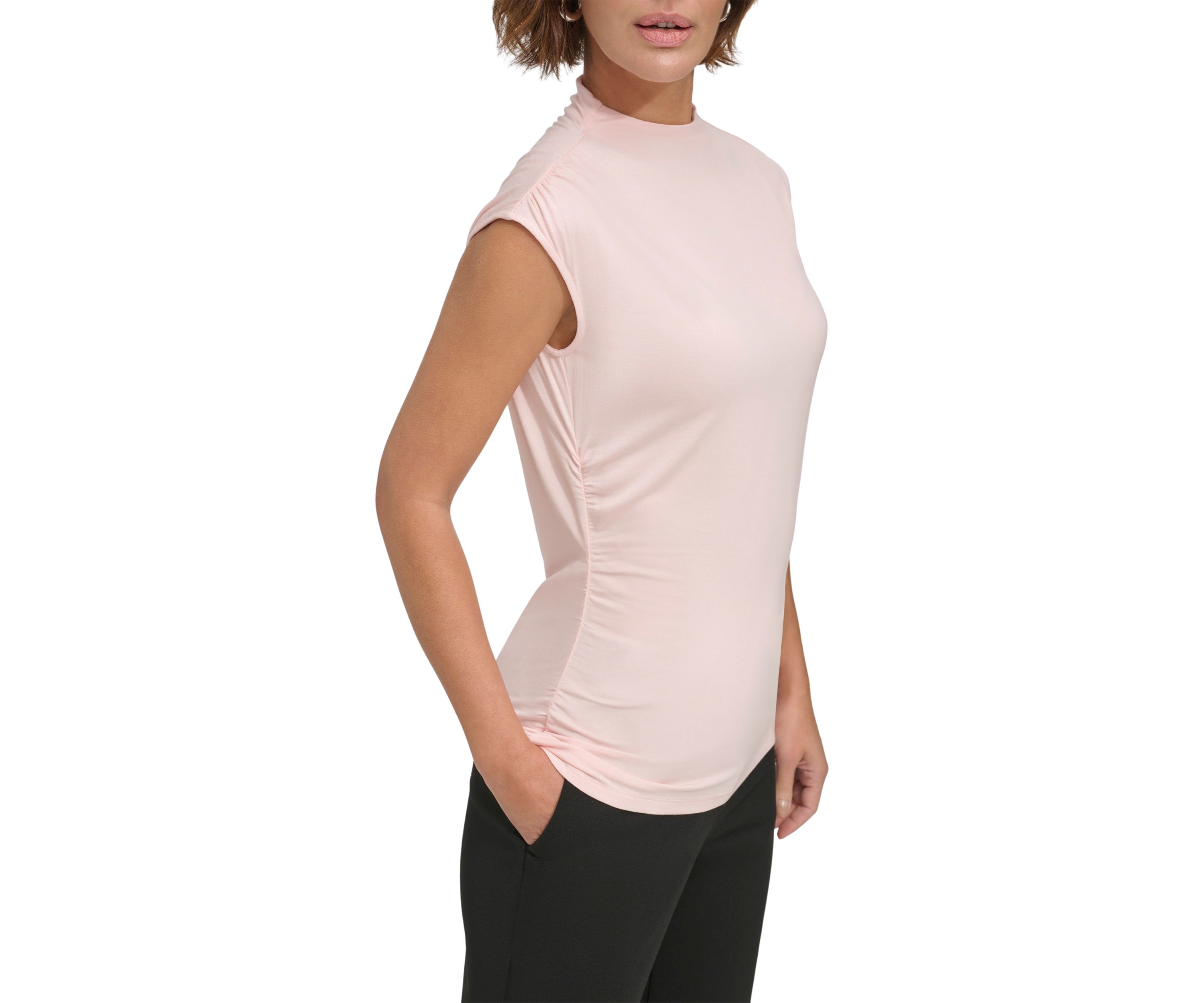 Womens Asymmetric Shirred Top