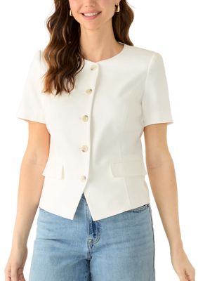DKNY Women's Short Sleeve Button Front Jacket