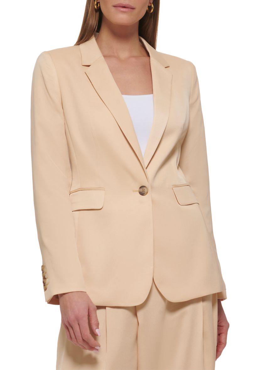 Womens Long Sleeve One Button Notch Collar Jacket