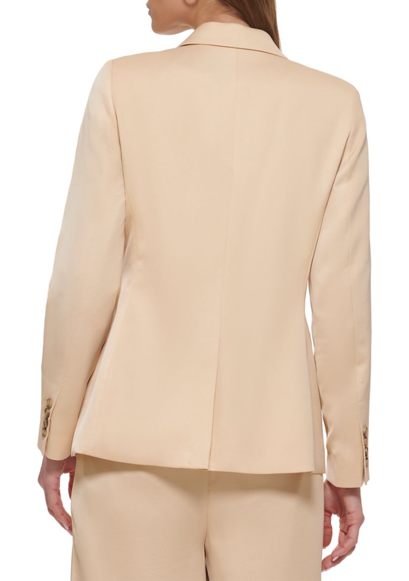 Womens Long Sleeve One Button Notch Collar Jacket