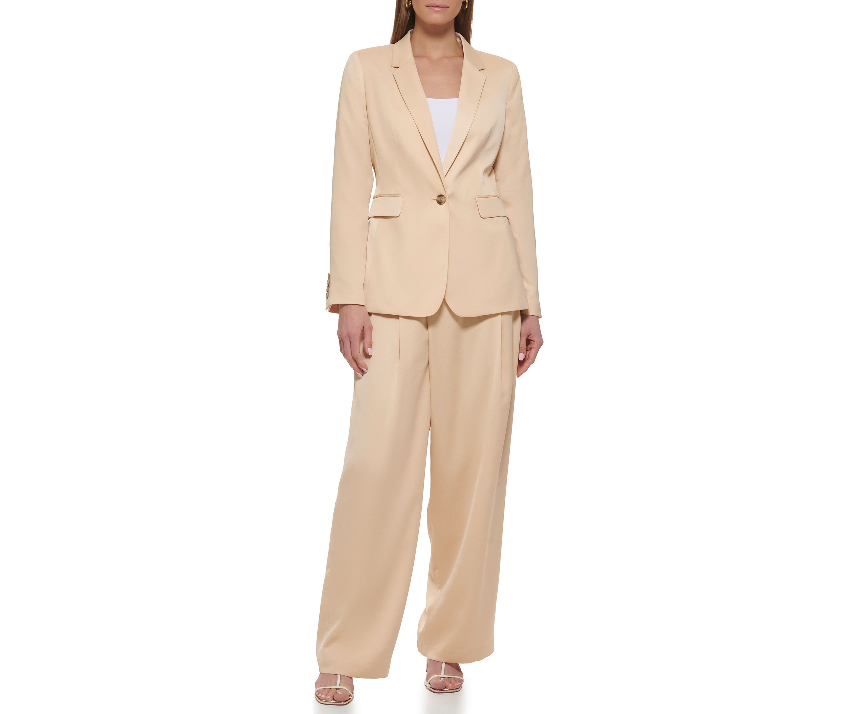 Womens Long Sleeve One Button Notch Collar Jacket