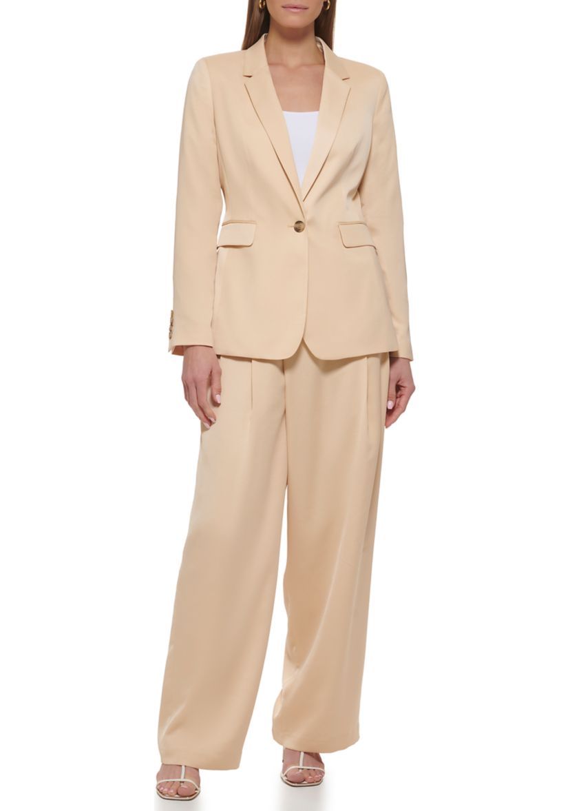Womens Long Sleeve One Button Notch Collar Jacket