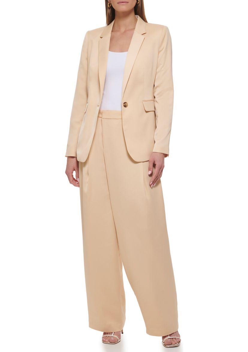 Womens Long Sleeve One Button Notch Collar Jacket