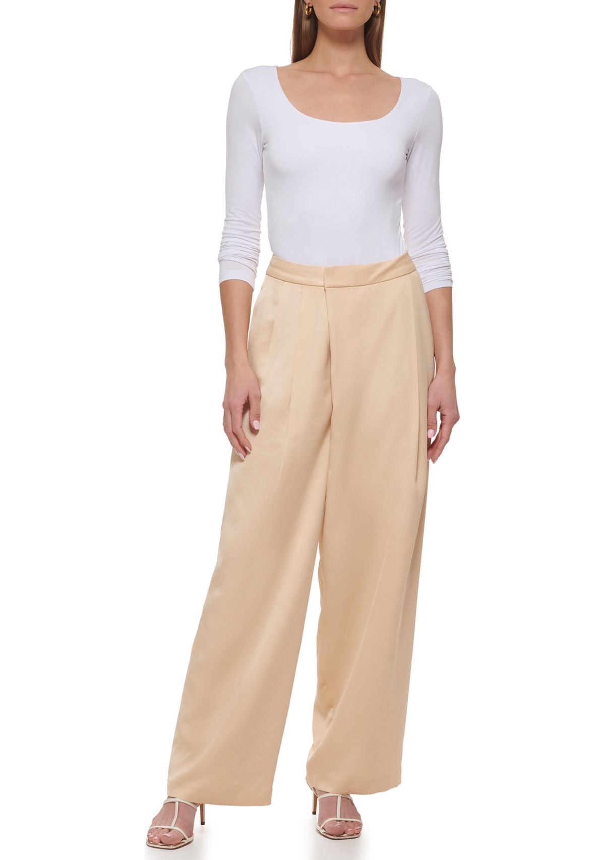 Womens Crossover Pleat Front Trouser Pants