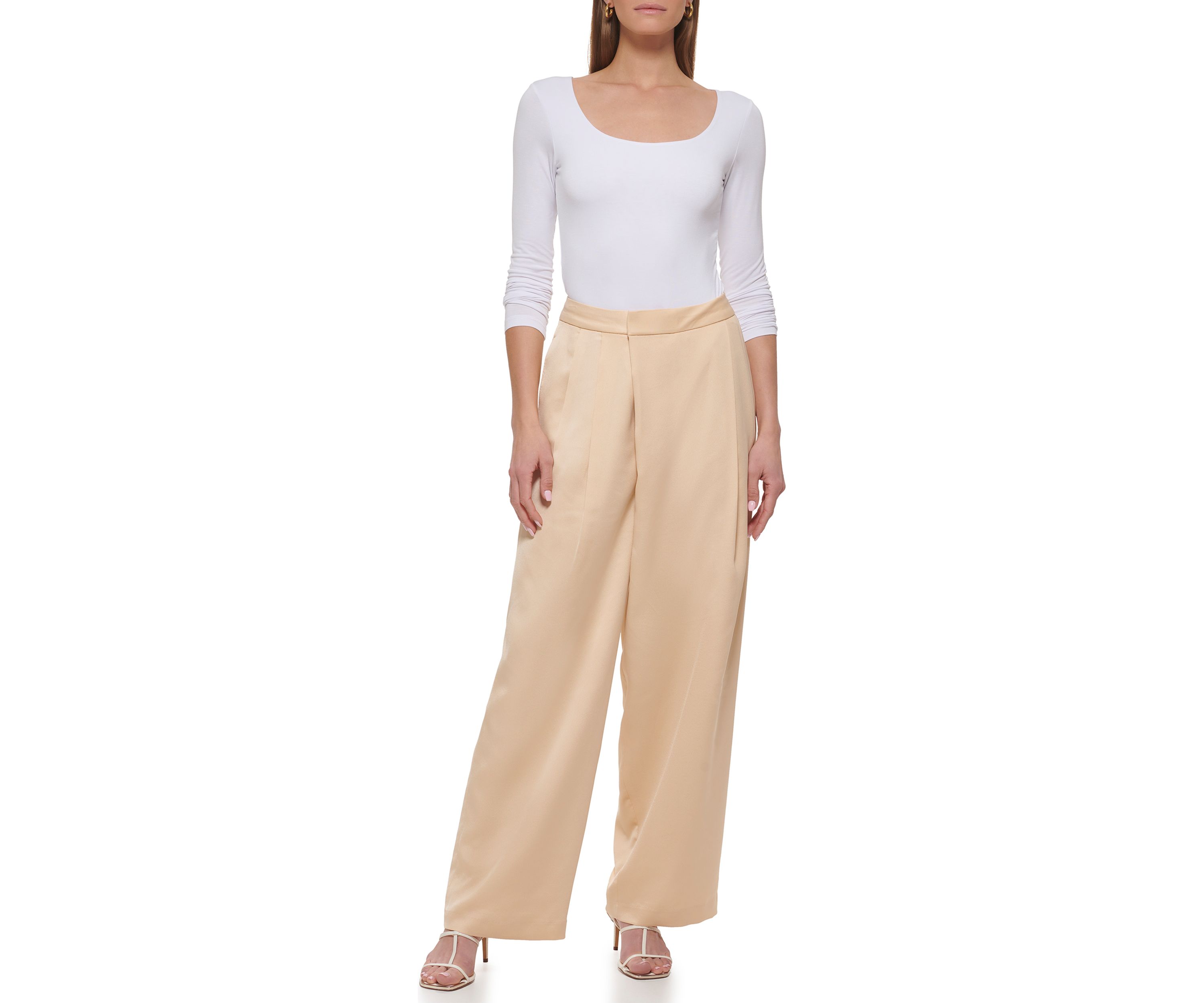 Womens Crossover Pleat Front Trouser Pants