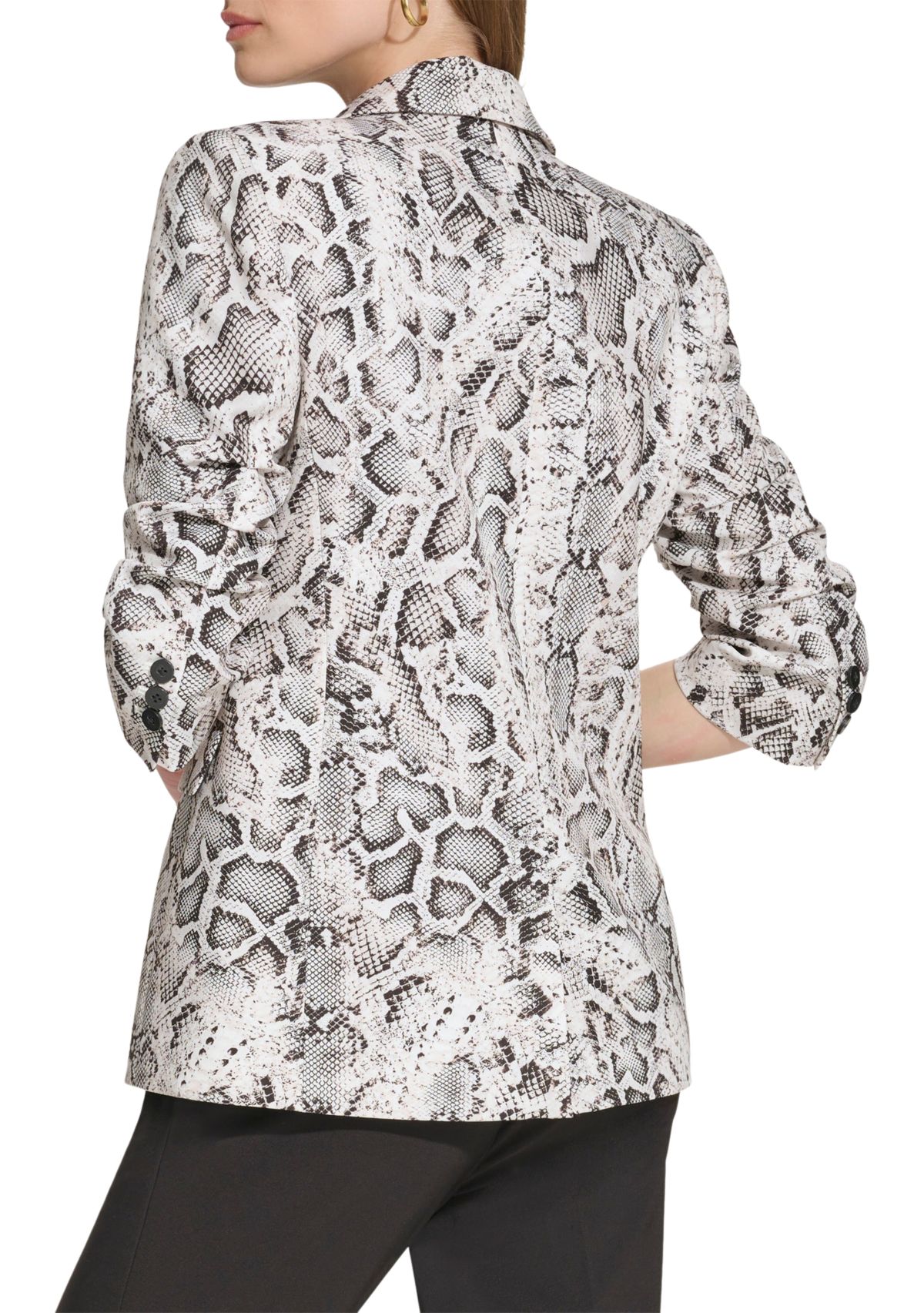 Womens Ruched Sleeve Peak Lapel Jacket