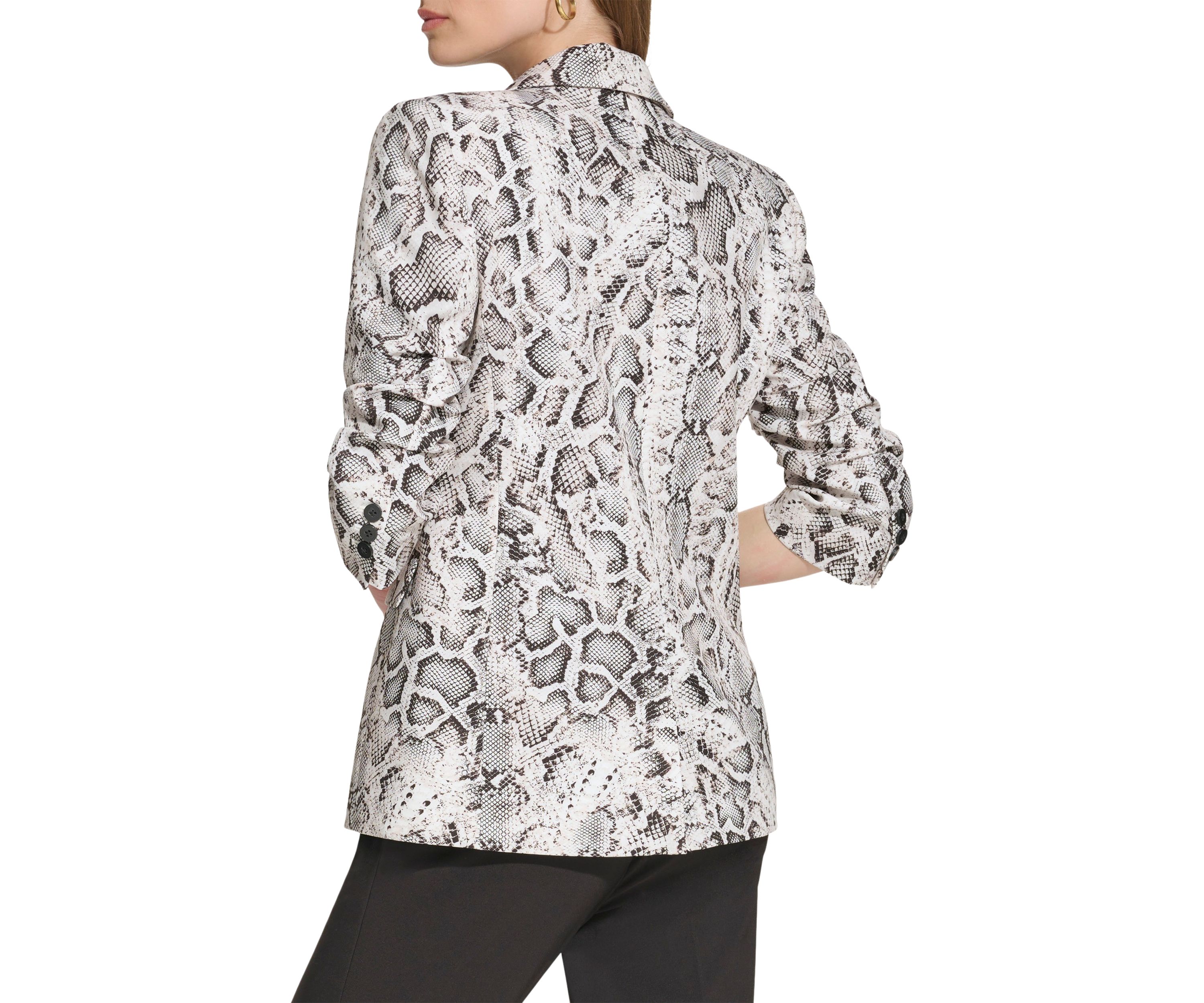 Womens Ruched Sleeve Peak Lapel Jacket