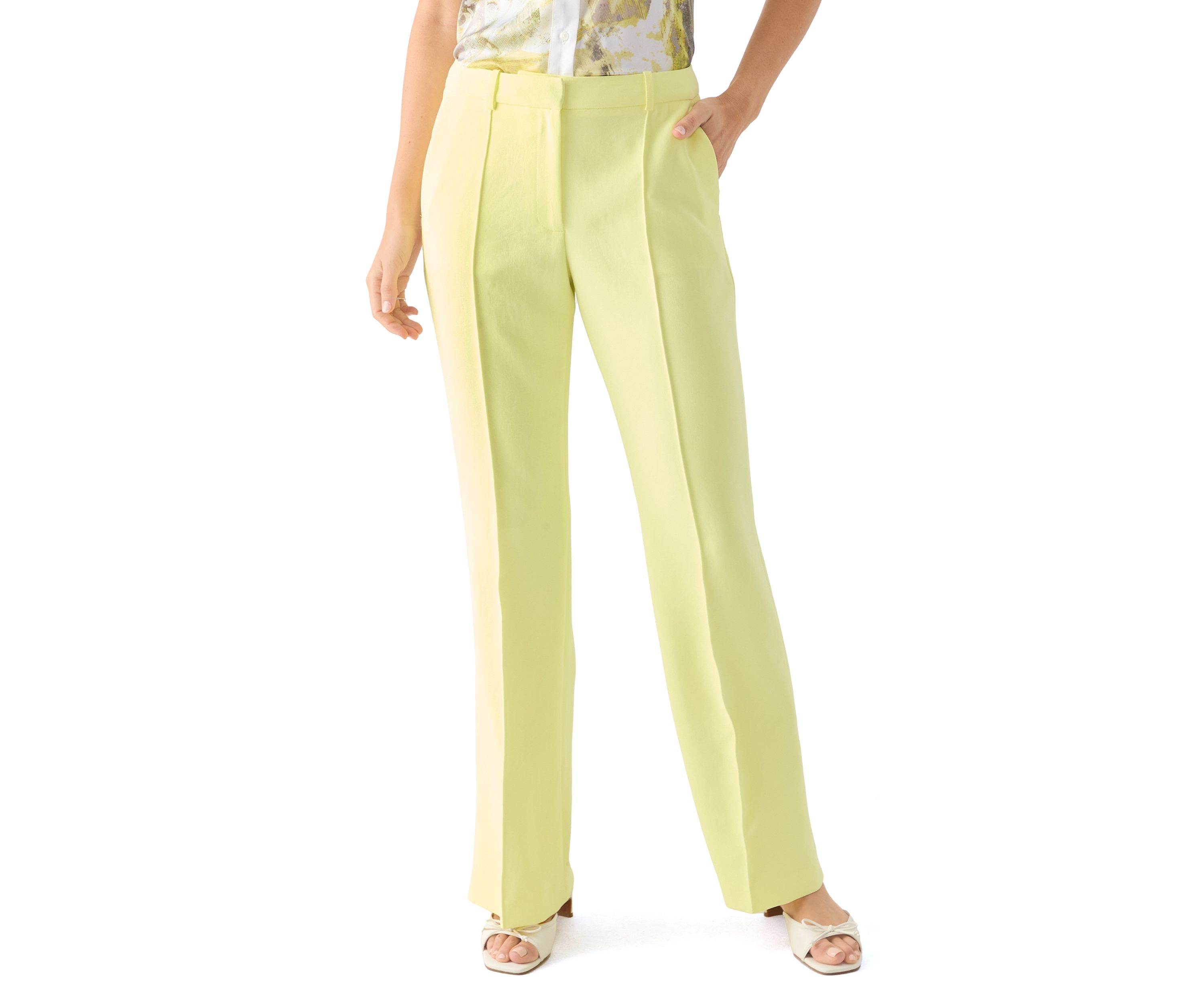 Womens Pleated Straight Leg Pants