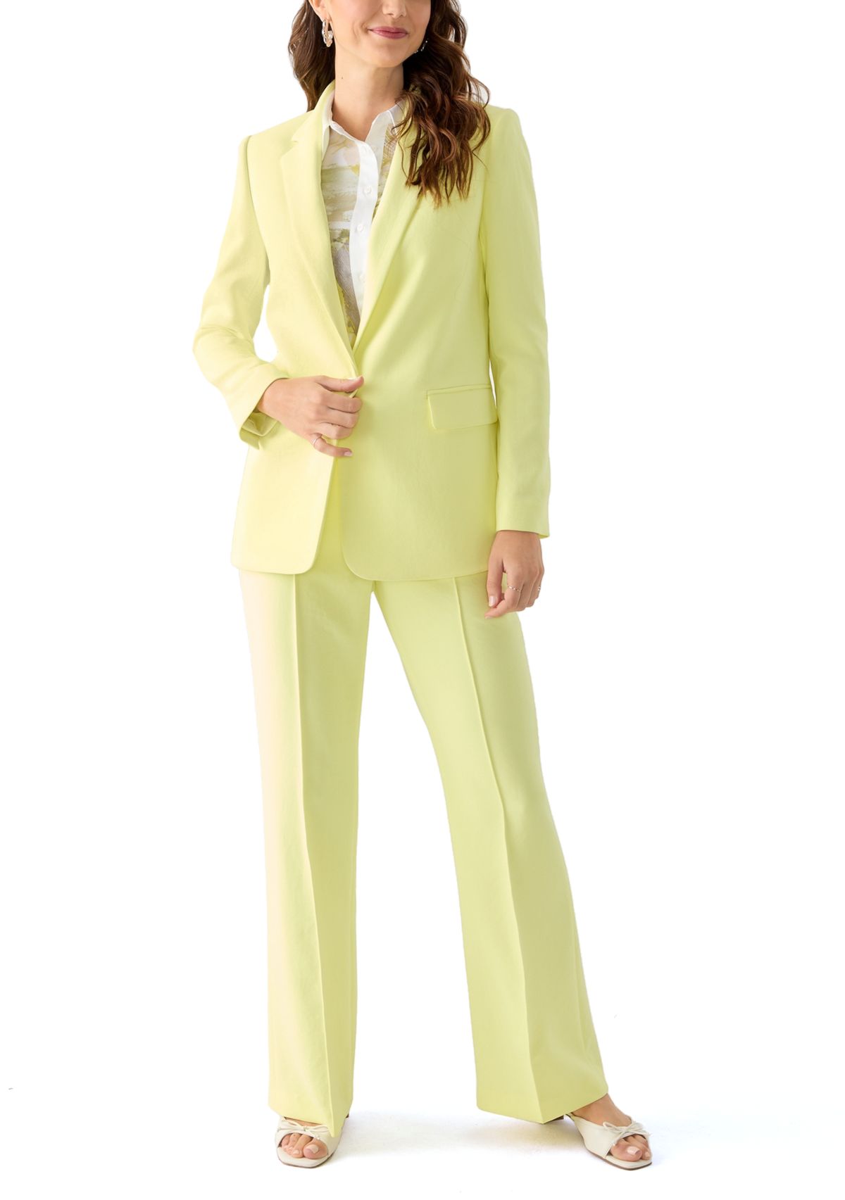 Womens Pleated Straight Leg Pants