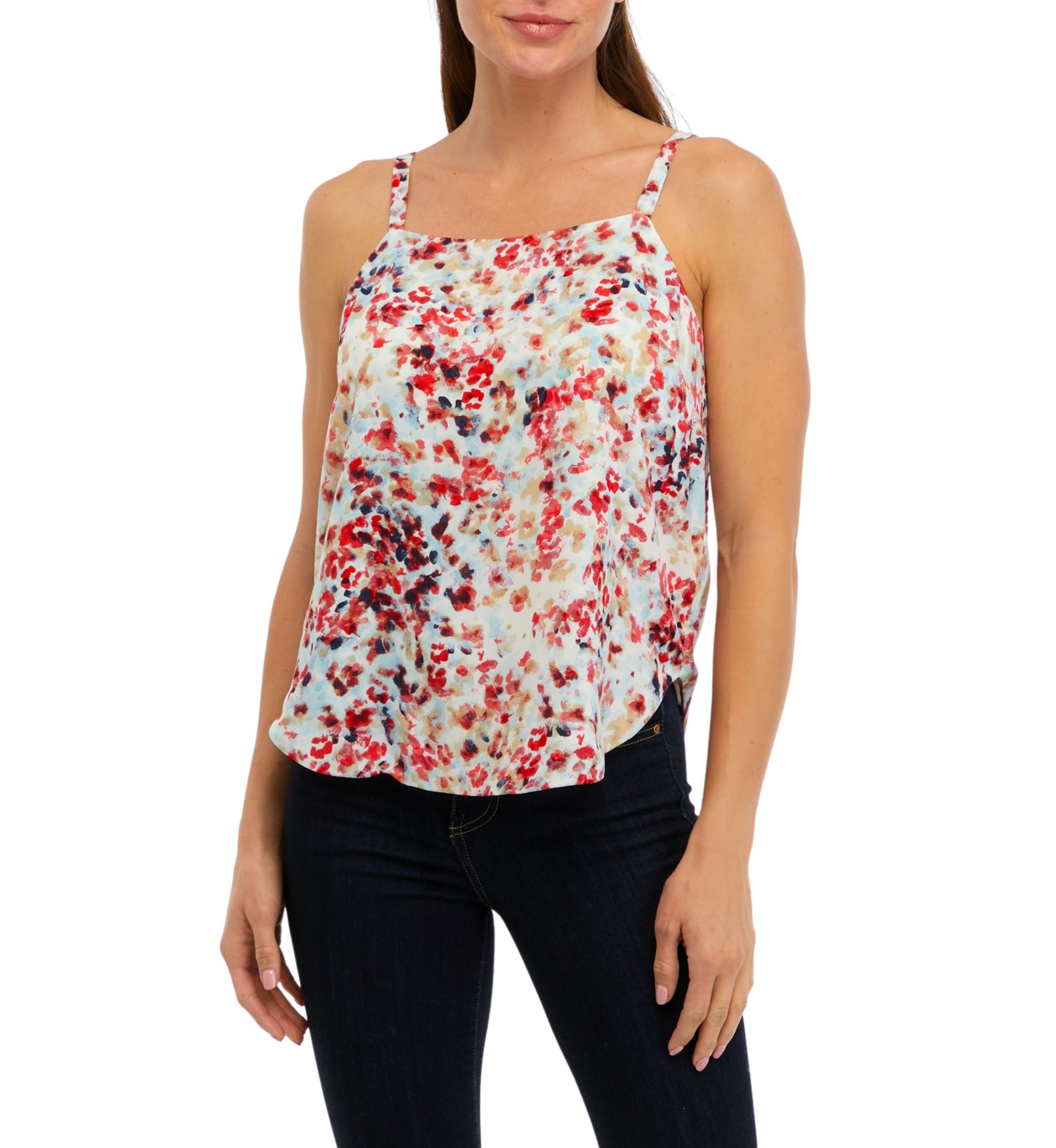 Womens Sleeveless Square Neck Printed Cami
