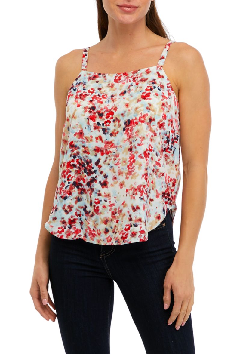 Womens Sleeveless Square Neck Printed Cami