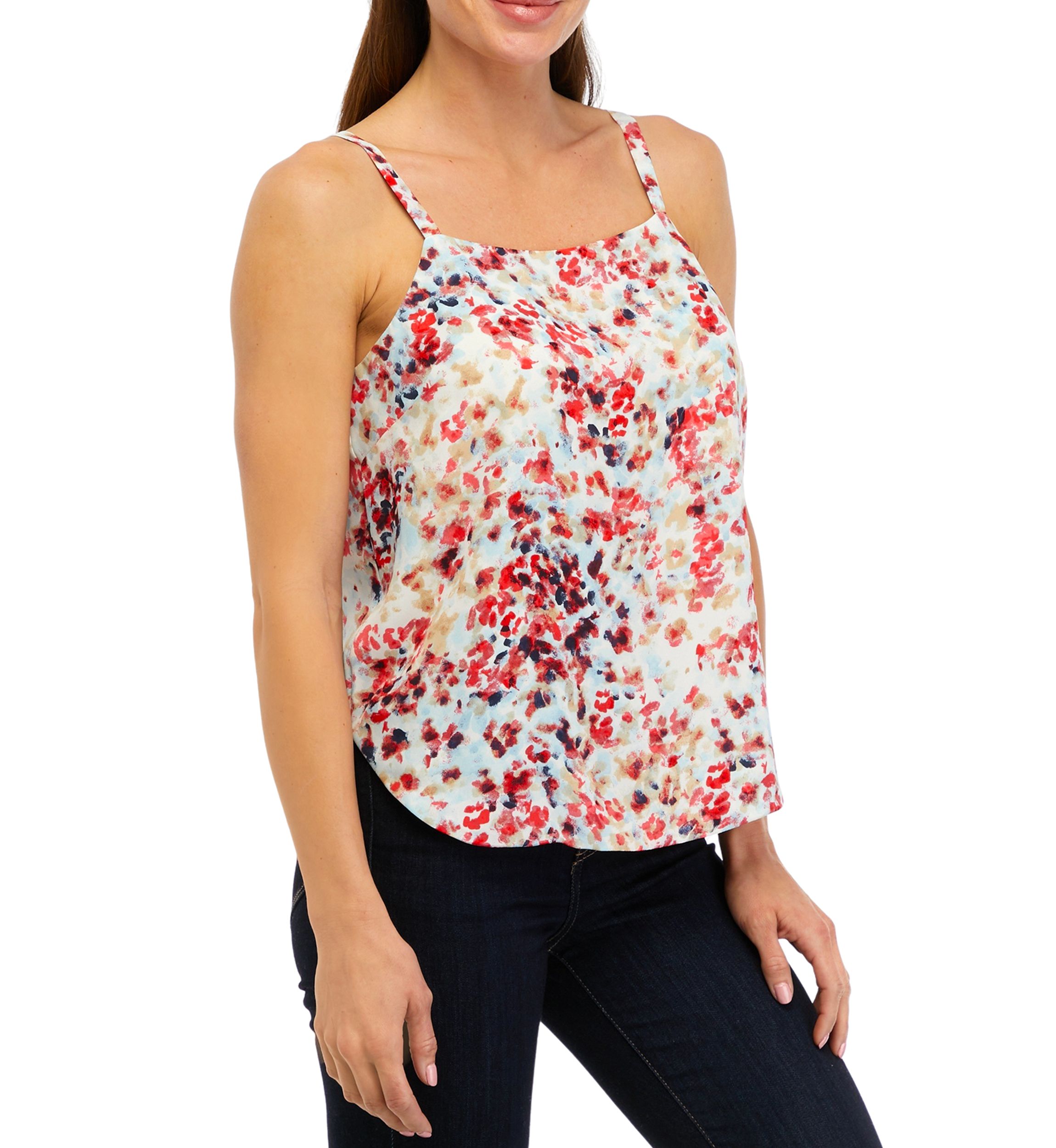 Womens Sleeveless Square Neck Printed Cami