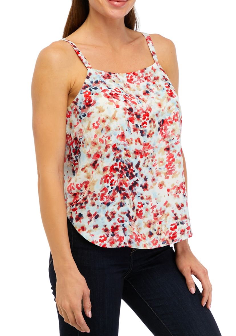 Womens Sleeveless Square Neck Printed Cami